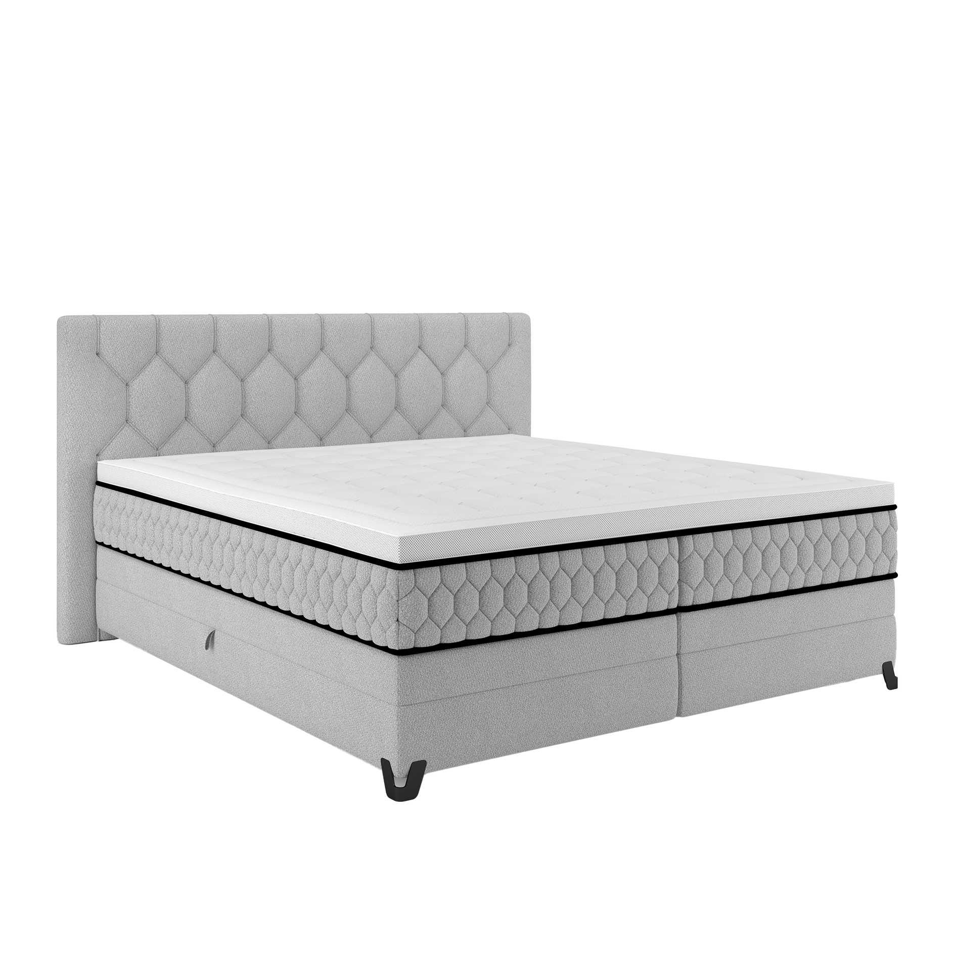 Boxspringbett - silber - mit Bettkasten - H2/H3 - 160x220 cm