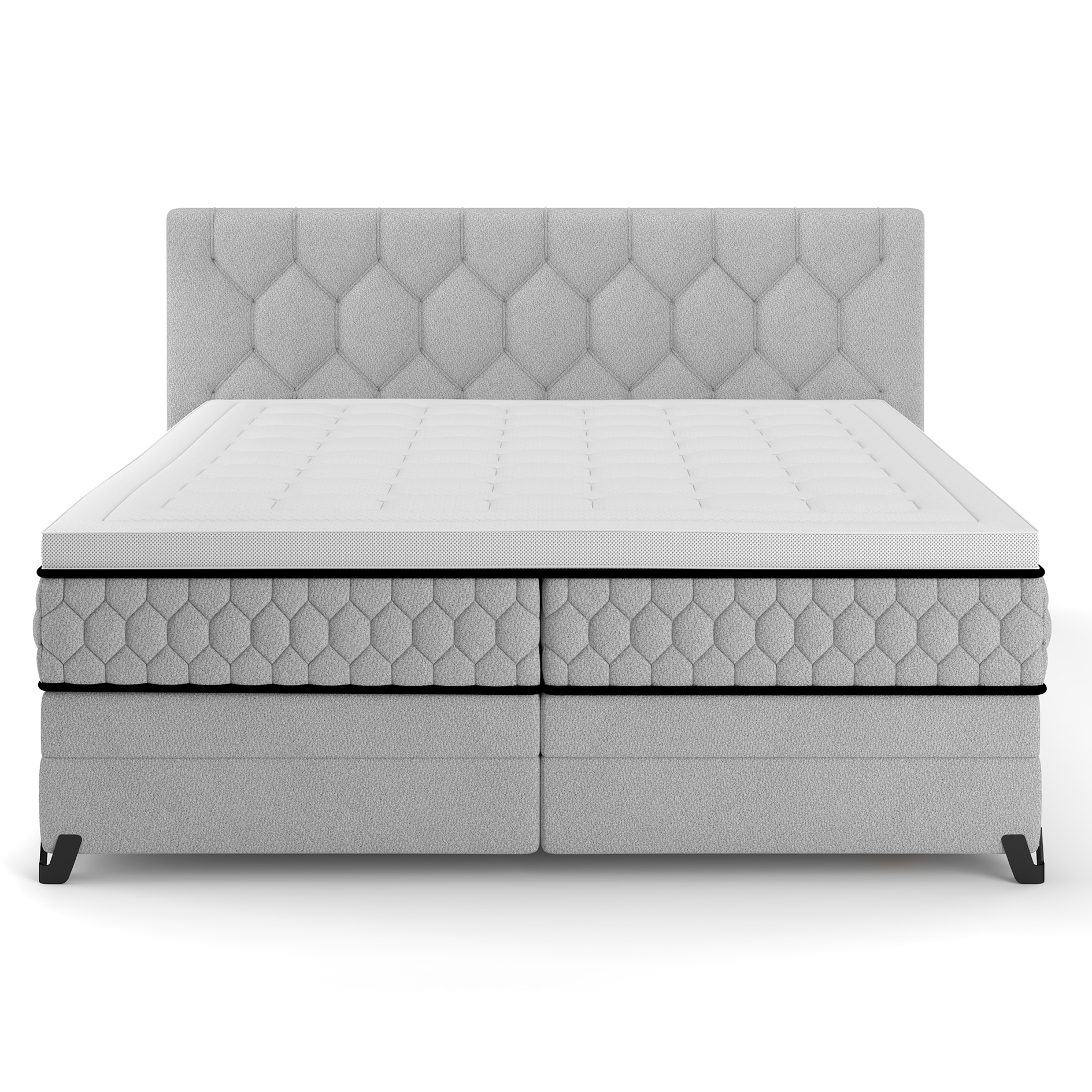 Boxspringbett - silber - mit Bettkasten - H2/H3 - 180x200 cm
