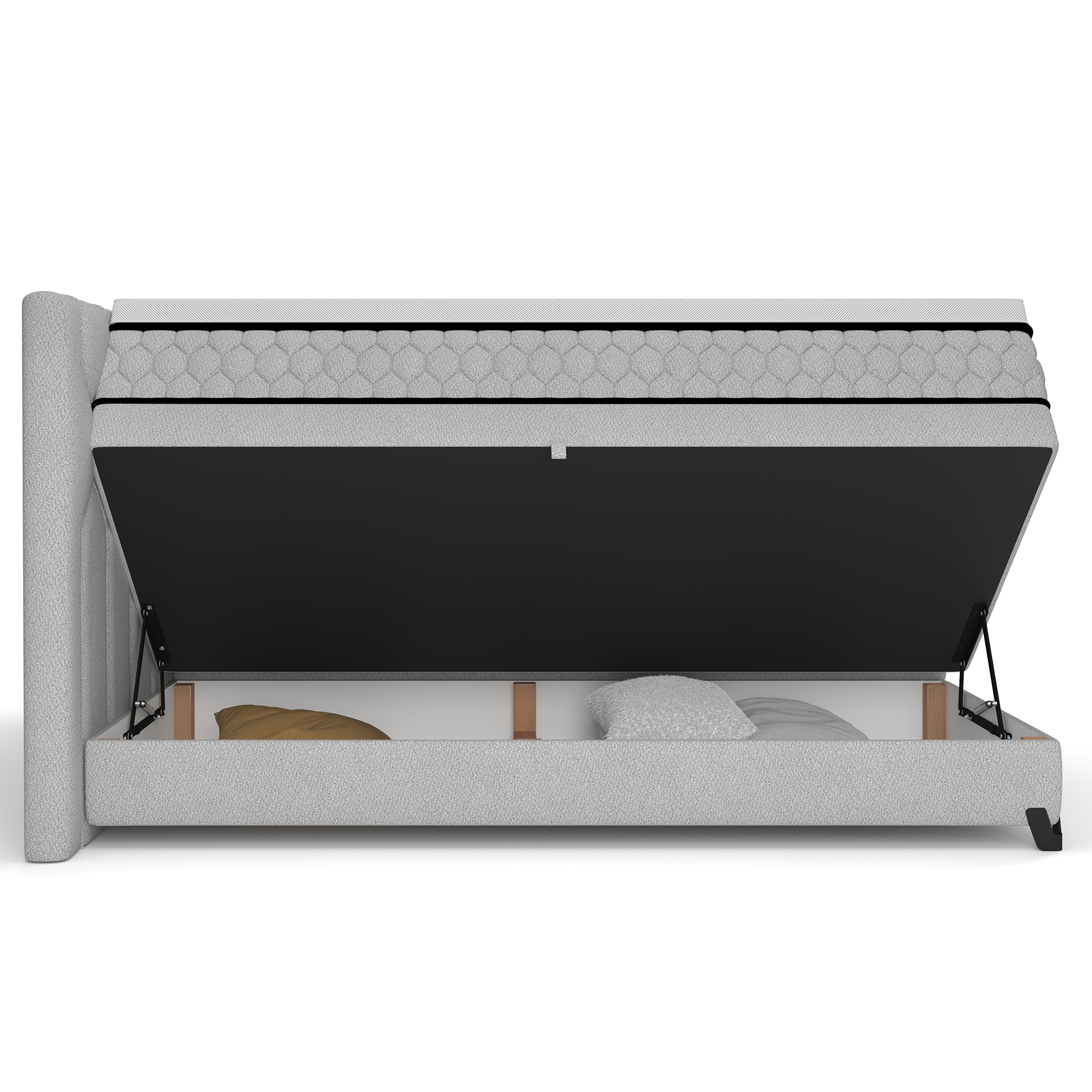 Boxspringbett - silber - mit Bettkasten - H2/H3 - 180x200 cm