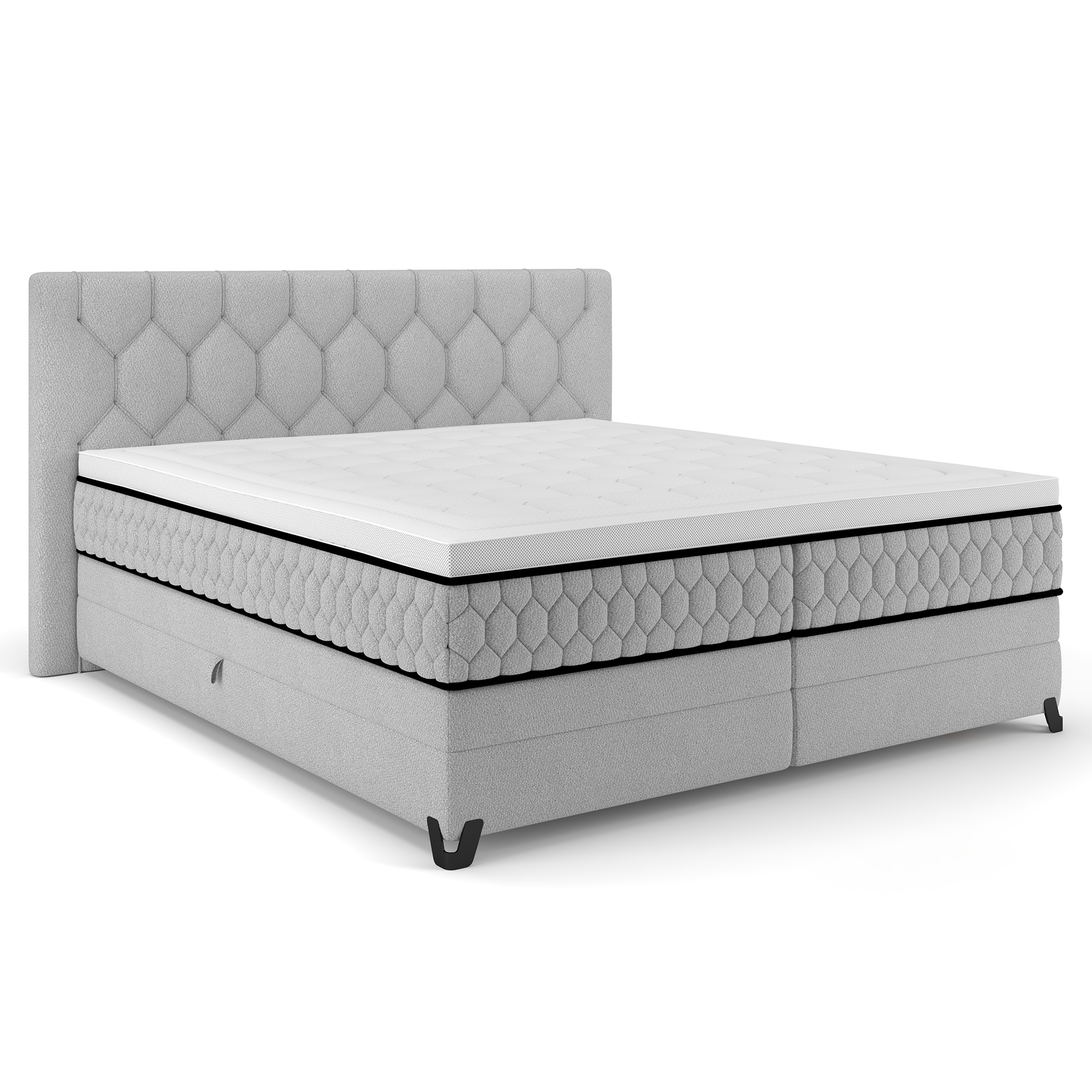 Boxspringbett - silber - mit Bettkasten - H2/H3 - 180x200 cm