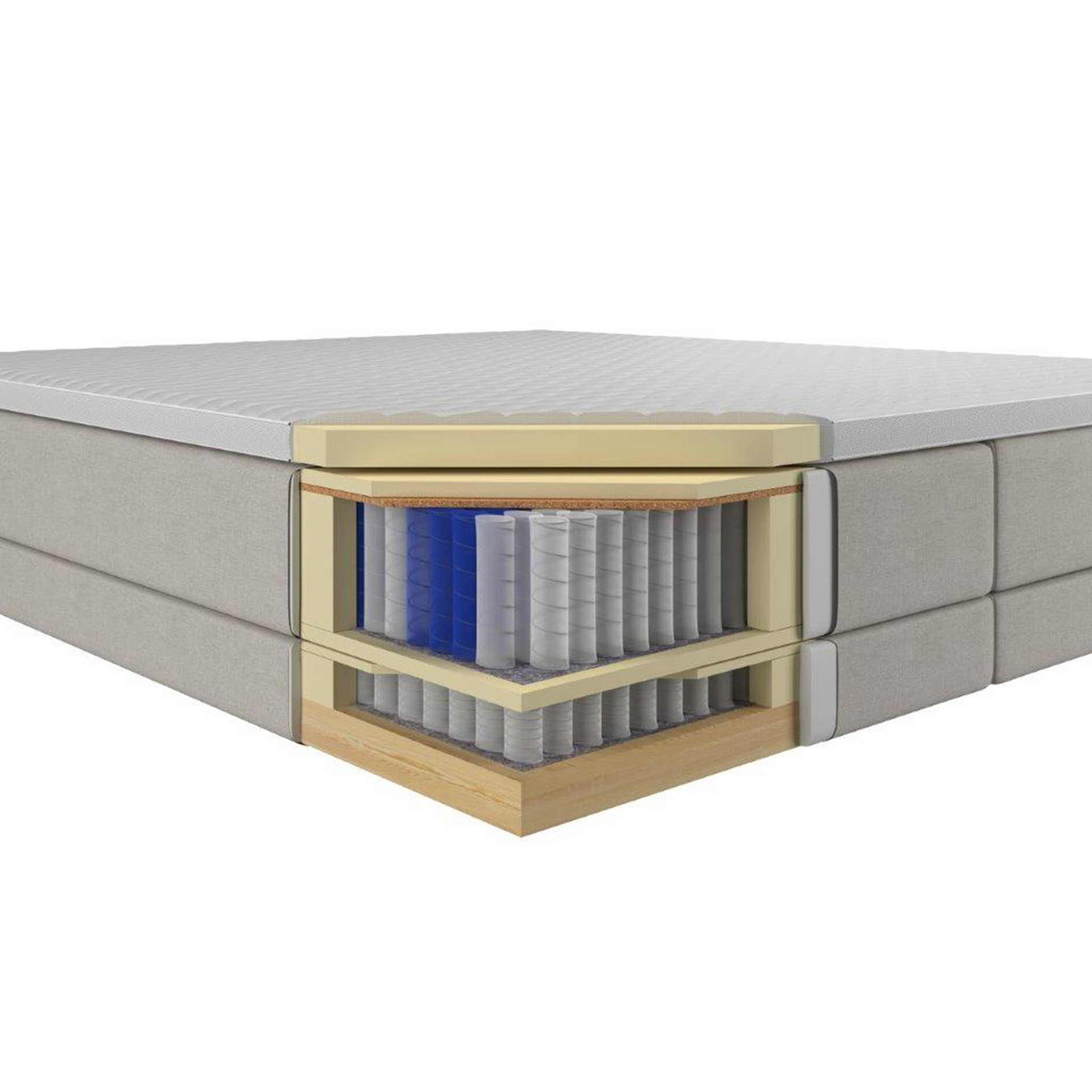 Boxspringbett - silber - mit Bettkasten - H2/H3 - 180x200 cm
