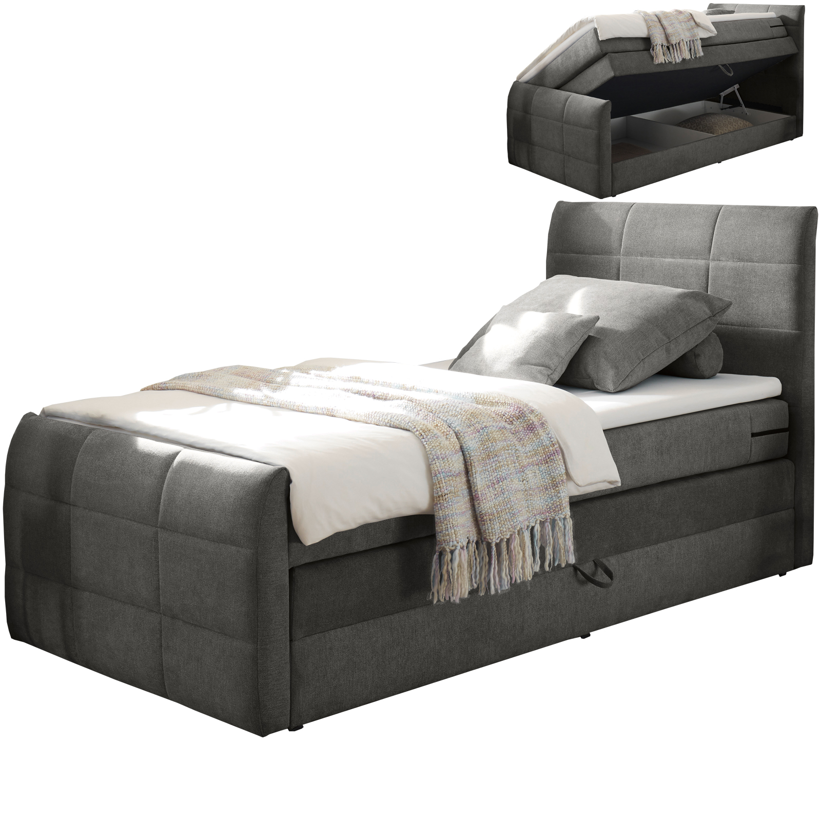 Boxspringbett - stone - H2 - 120x200 cm