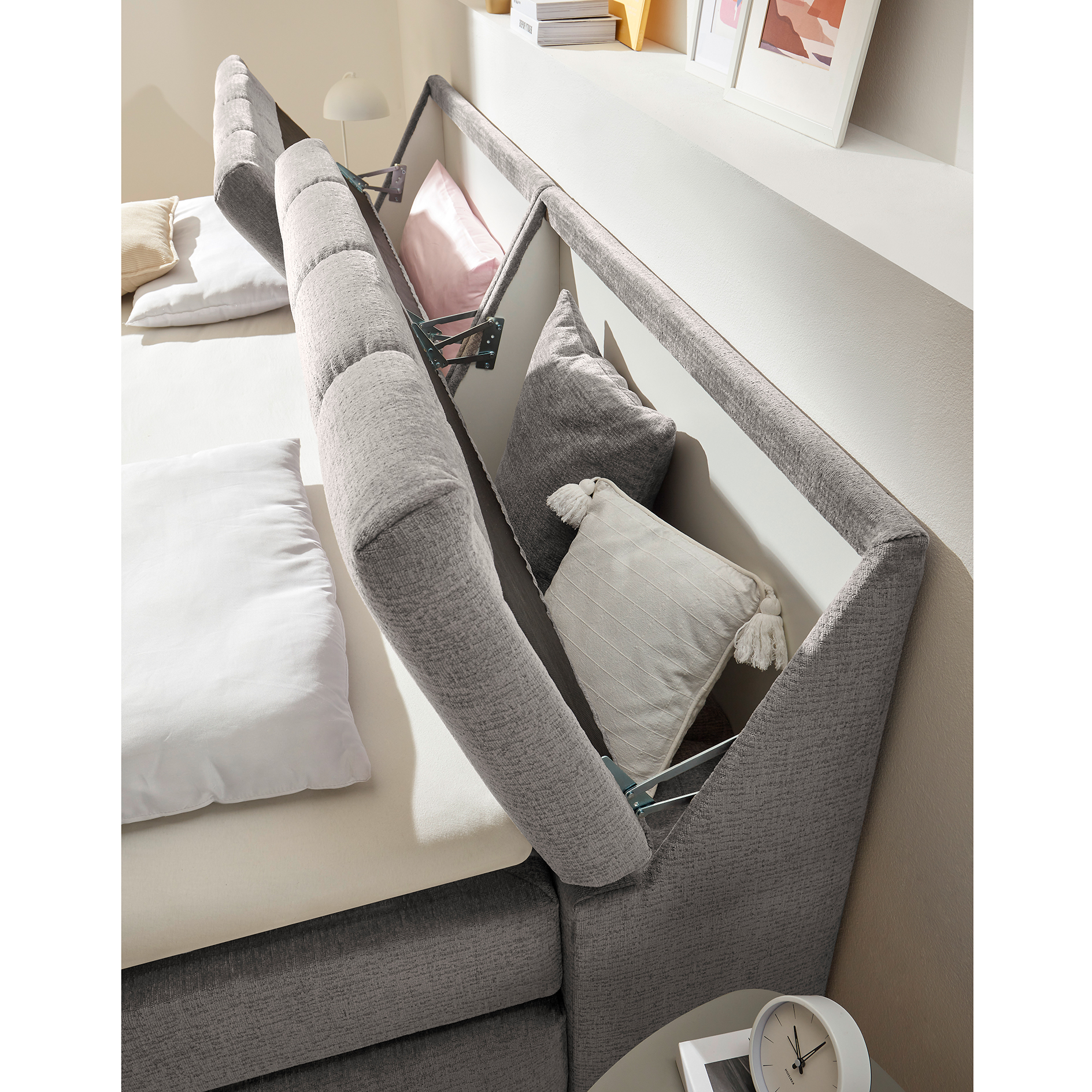 Boxspringbett - stone - mit Topper - H2 - 180x200 cm 