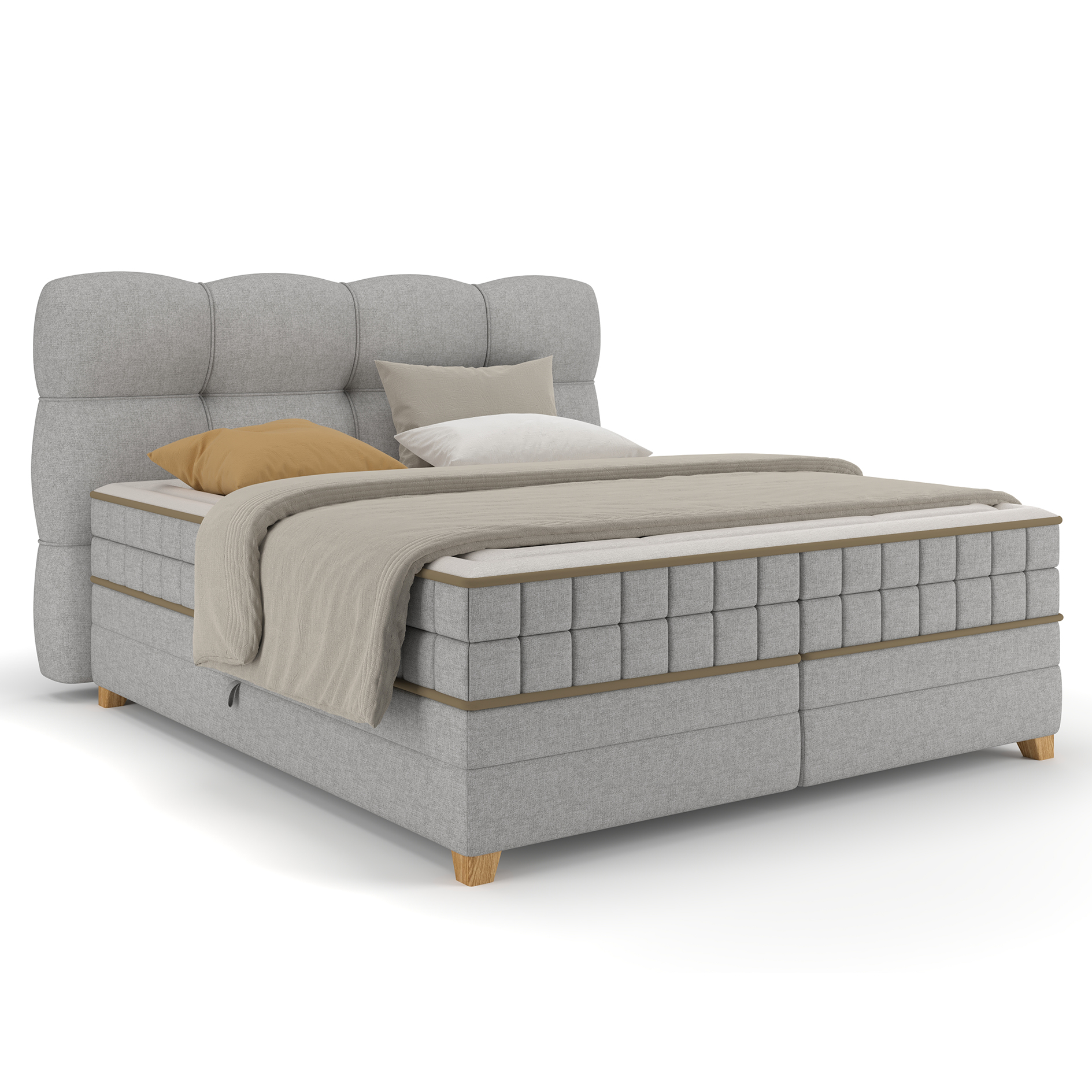 Boxspringbett - taupe - H2/H3 - Bettkasten - 160x200 cm