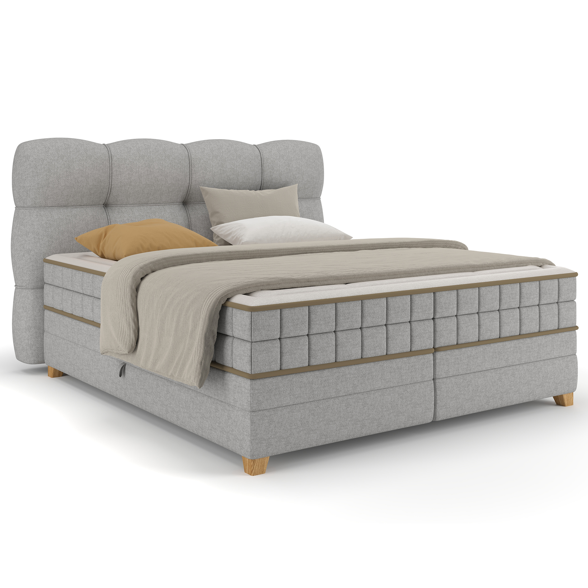 Boxspringbett - taupe - H2/H3 - Bettkasten - 180x200 cm 