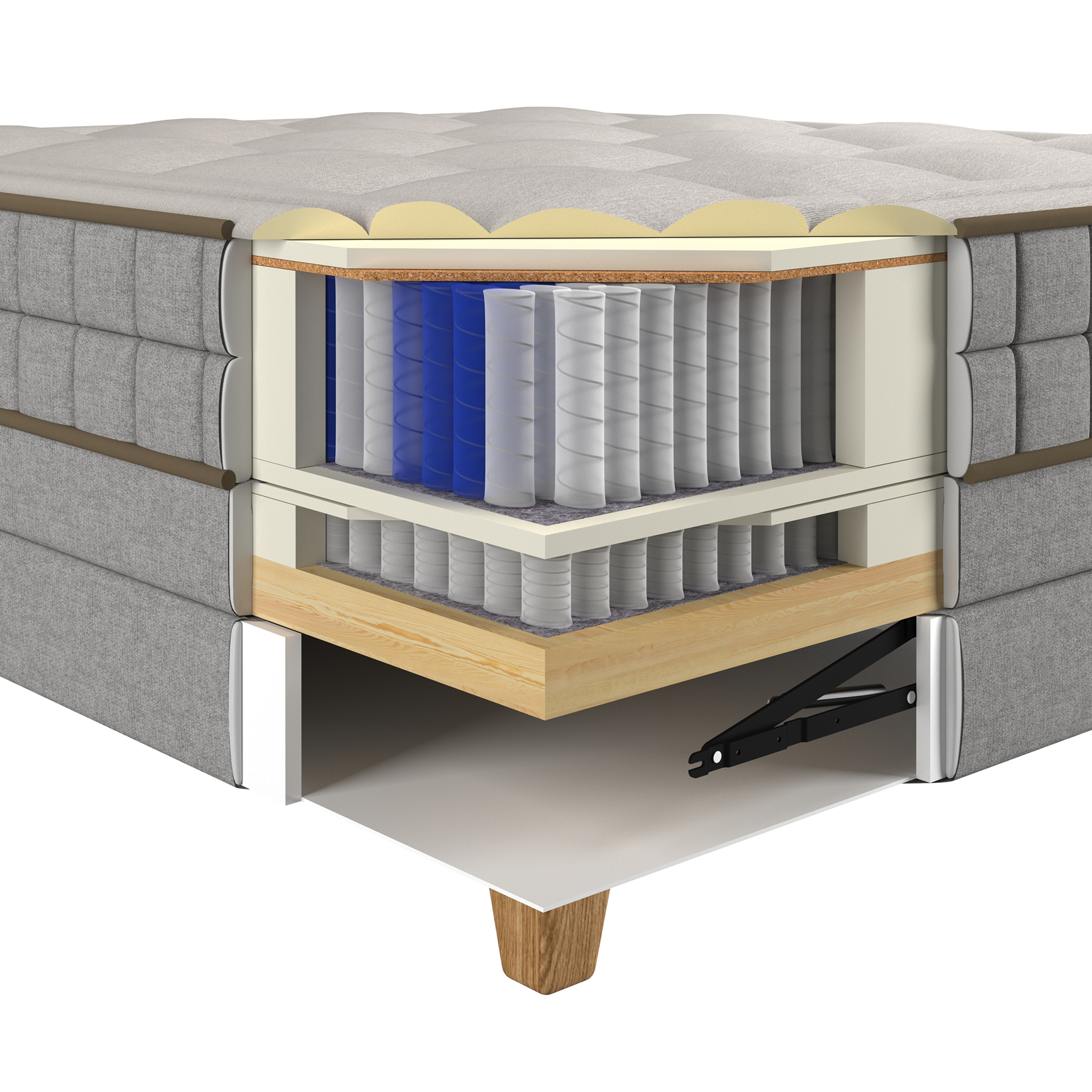 Boxspringbett - taupe - H2/H3 - Bettkasten - 180x200 cm 