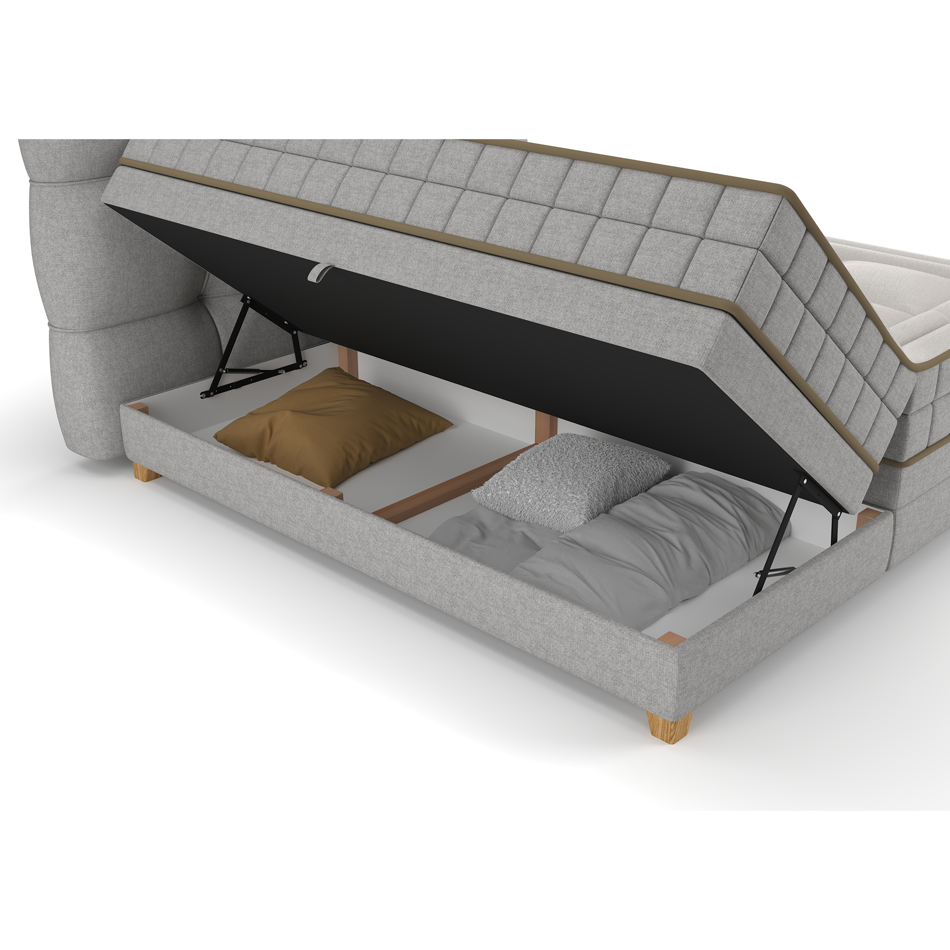 Boxspringbett - taupe - H2/H3 - Bettkasten - 180x200 cm 