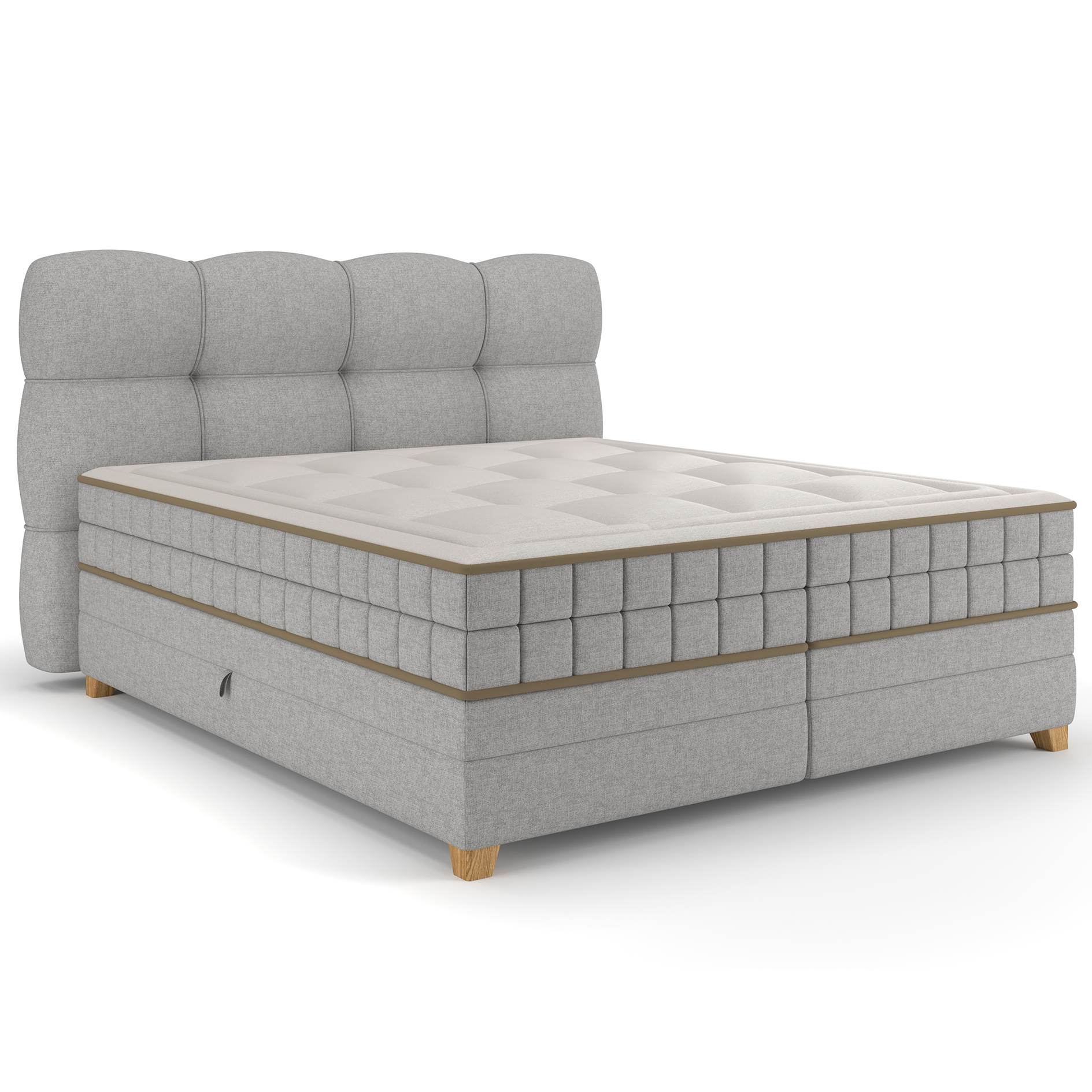 Boxspringbett - taupe - H2/H3 - Bettkasten - 180x200 cm 