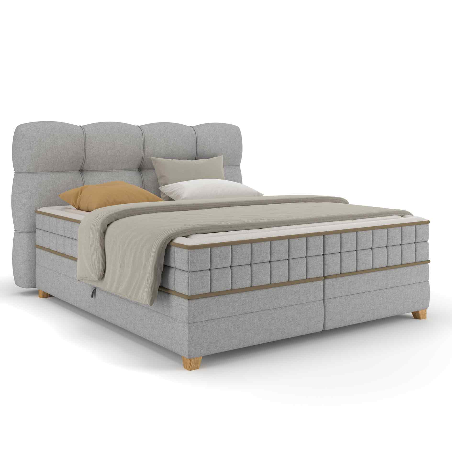 Boxspringbett - taupe - H2/H3 - Bettkasten - 180x220 cm
