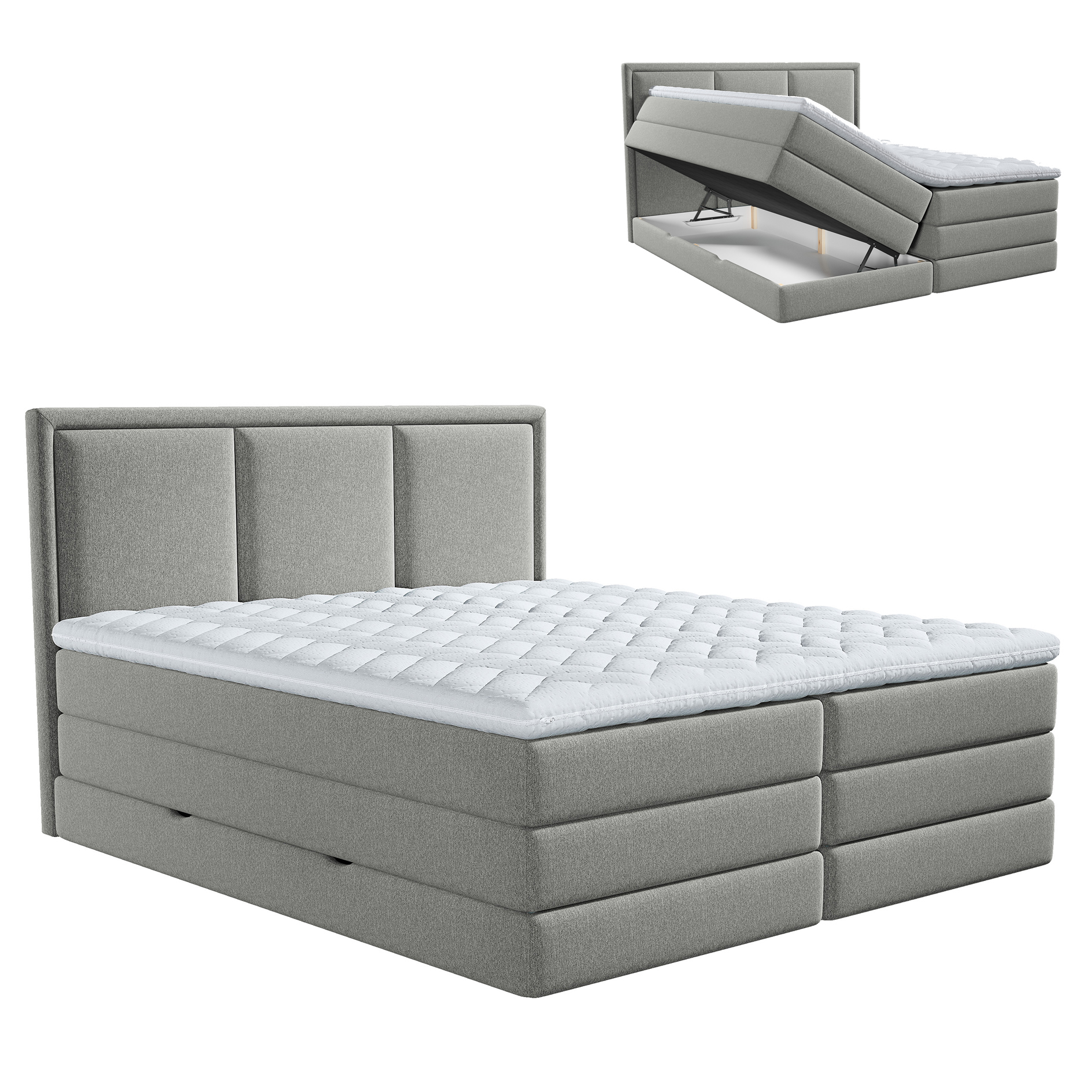 Boxspringbett - taupe - H2/H3 - Bettkasten - inklusive Topper - 140x200 cm