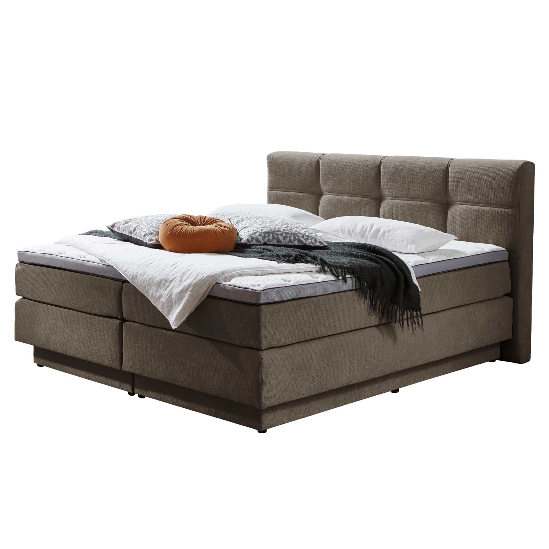 Boxspringbett - taupe - H3/H4 - mit Bettkasten - 180x200 cm
