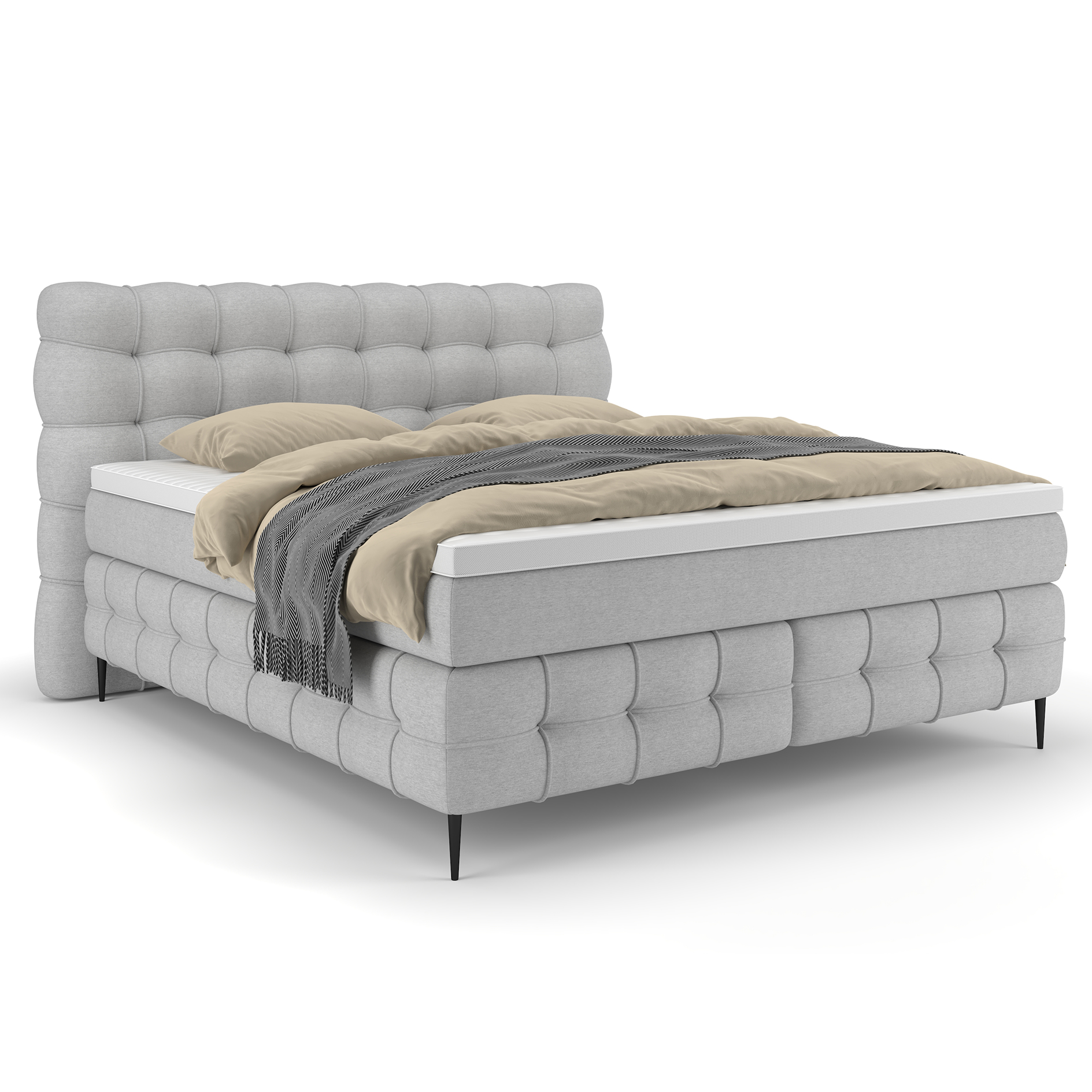 Boxspringbett - taupe - Viskose-/Memoryschaumtopper - H2/H3 - 160x200 cm