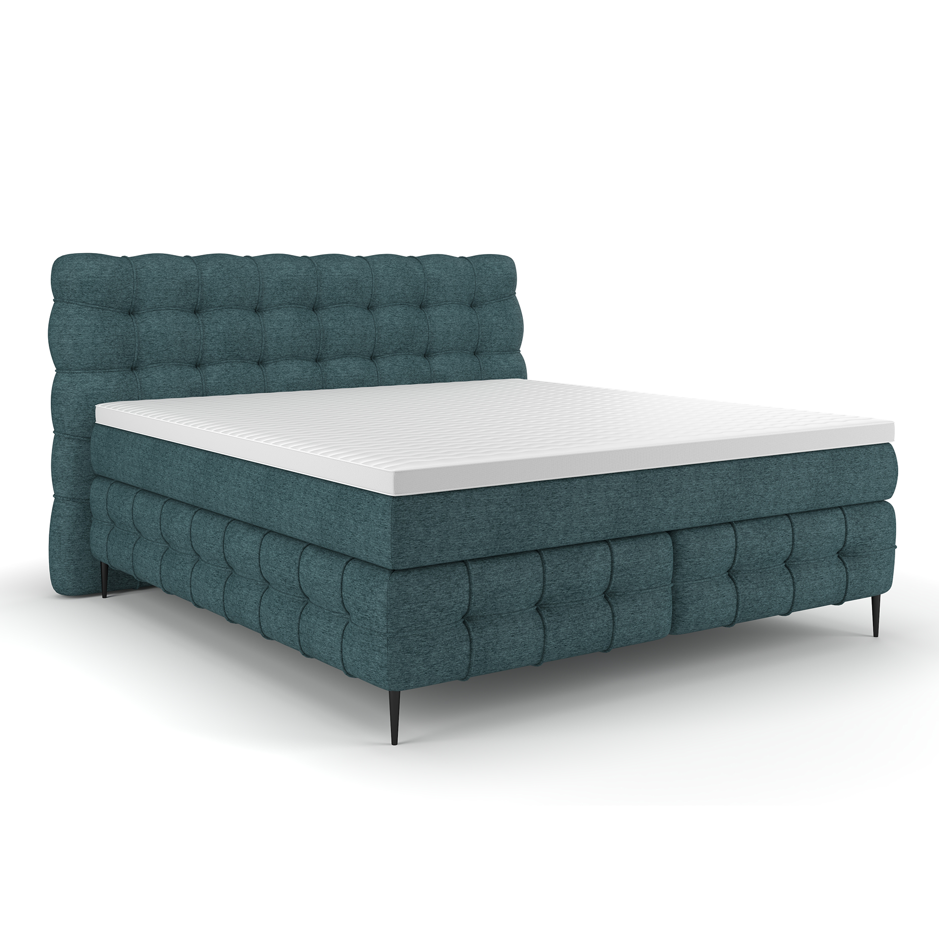 Boxspringbett - türkis - Kaltschaumtopper - H2/H3 - 160x200 cm