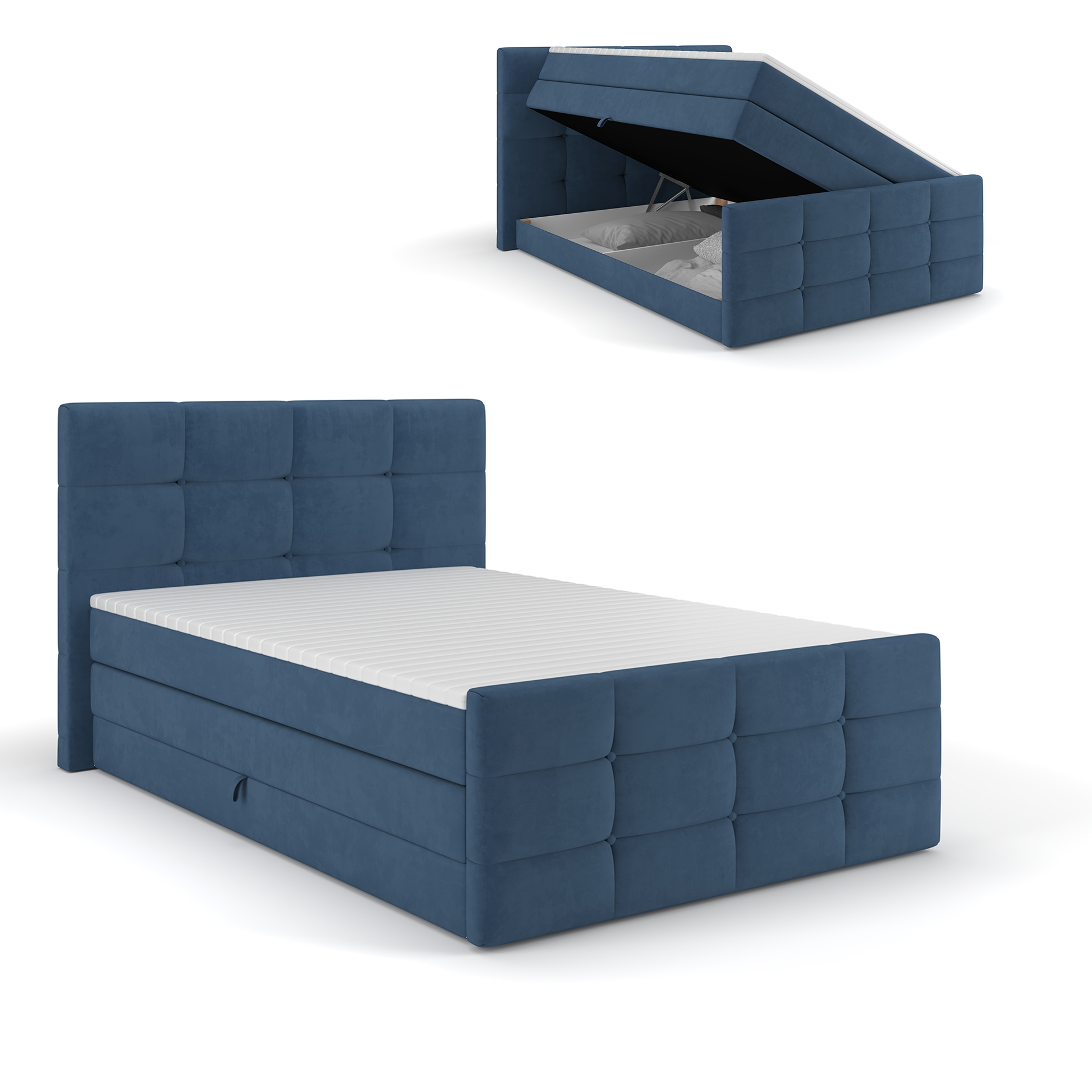 Boxspringbett - türkis - mit Bettkasten - H2 - 140x200 cm
