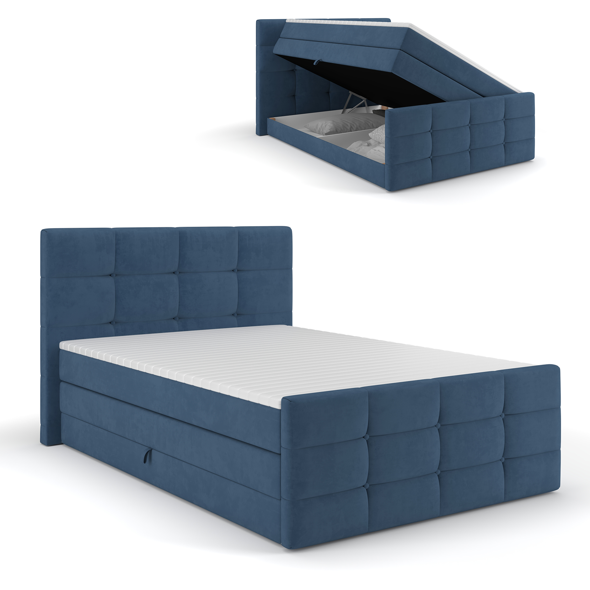 Boxspringbett - türkis - mit Bettkasten - H2/H3 - 120x200 cm