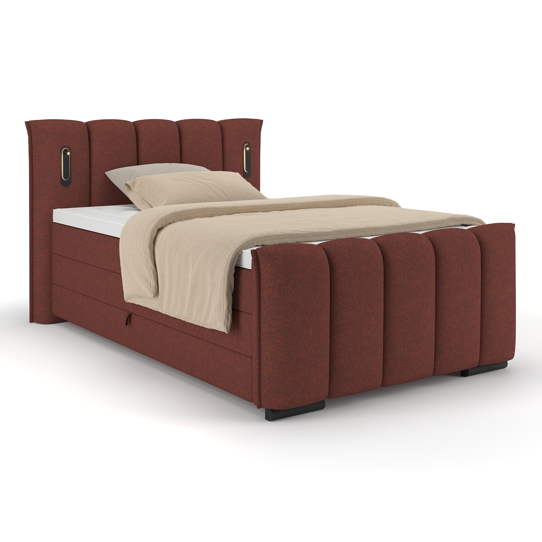 Boxspringbett - weinrot - H2/H3 - inklusive Topper - 140x200 cm