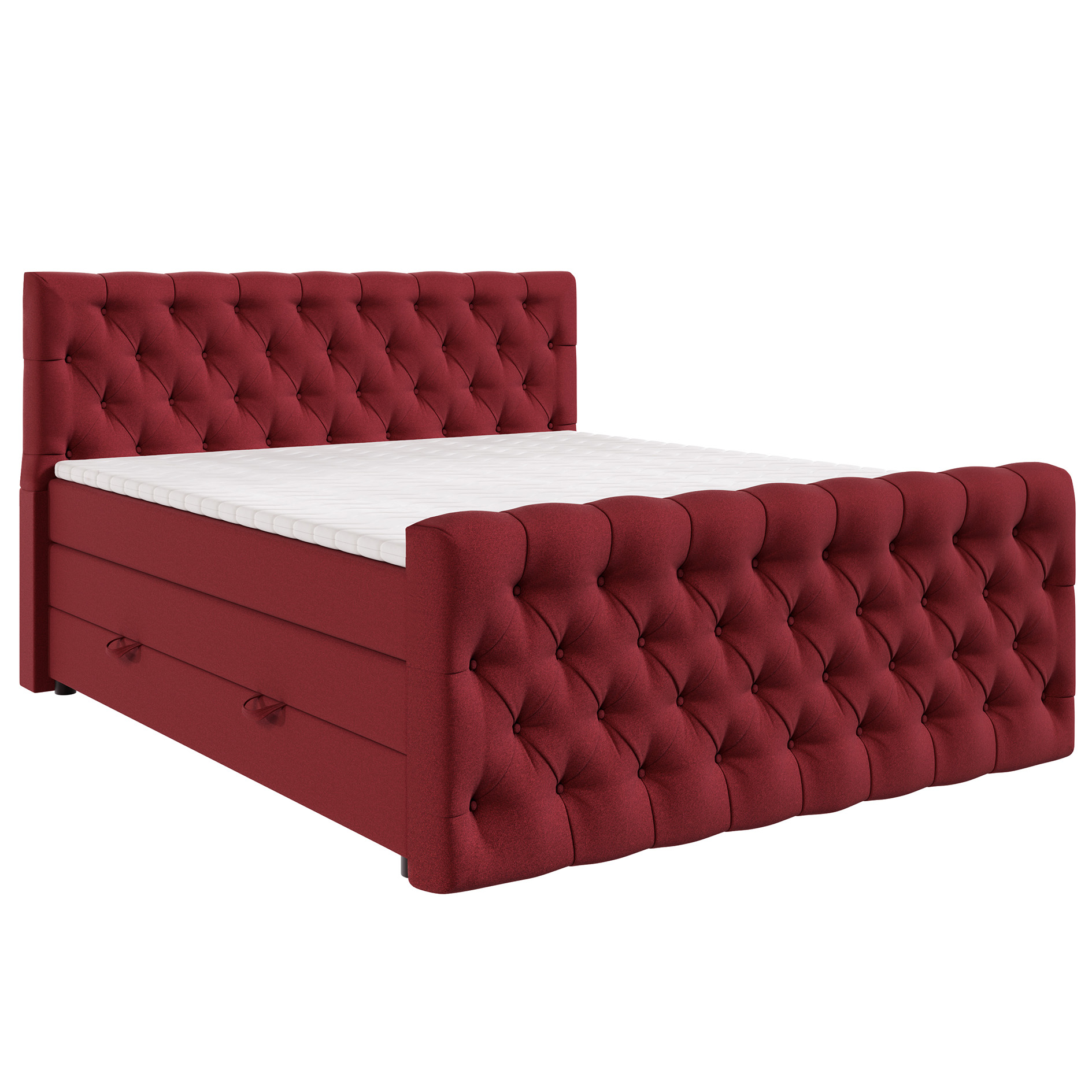 Boxspringbett - weinrot - H3 - 160x200 cm