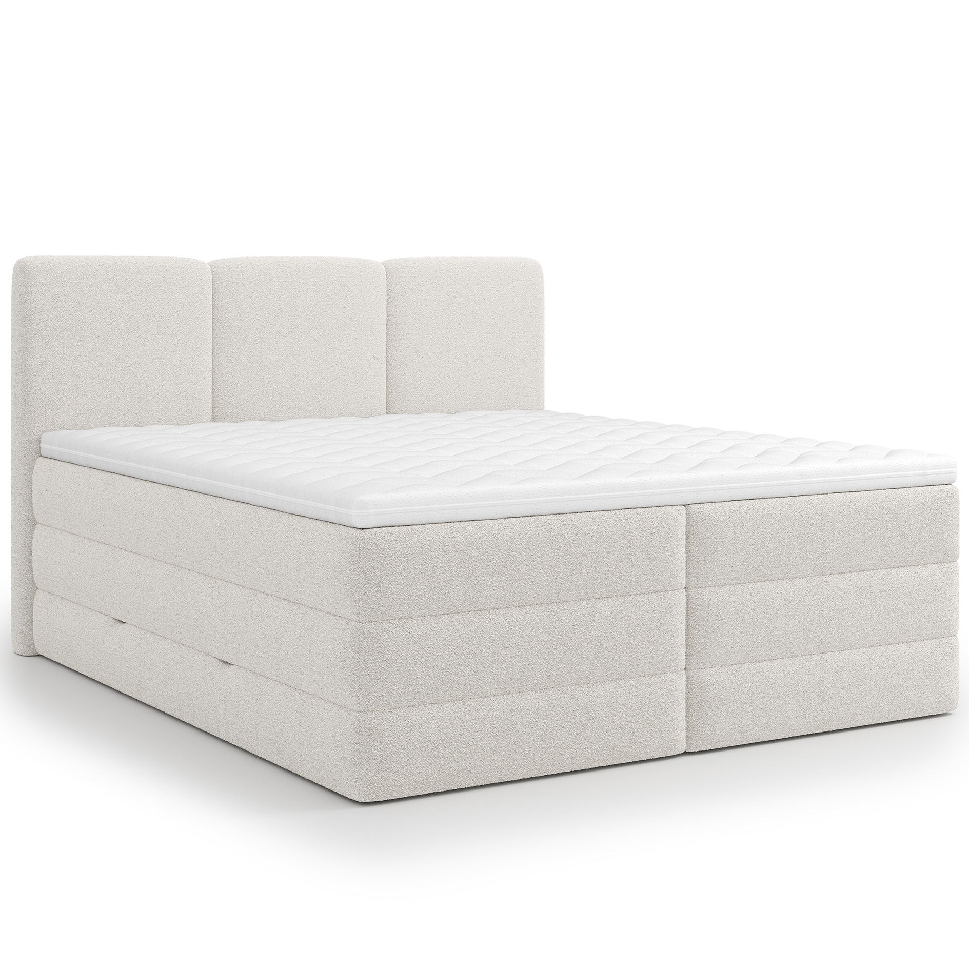 Boxspringbett - weiß - H2/H3 - inklusive Topper - 160x200 cm