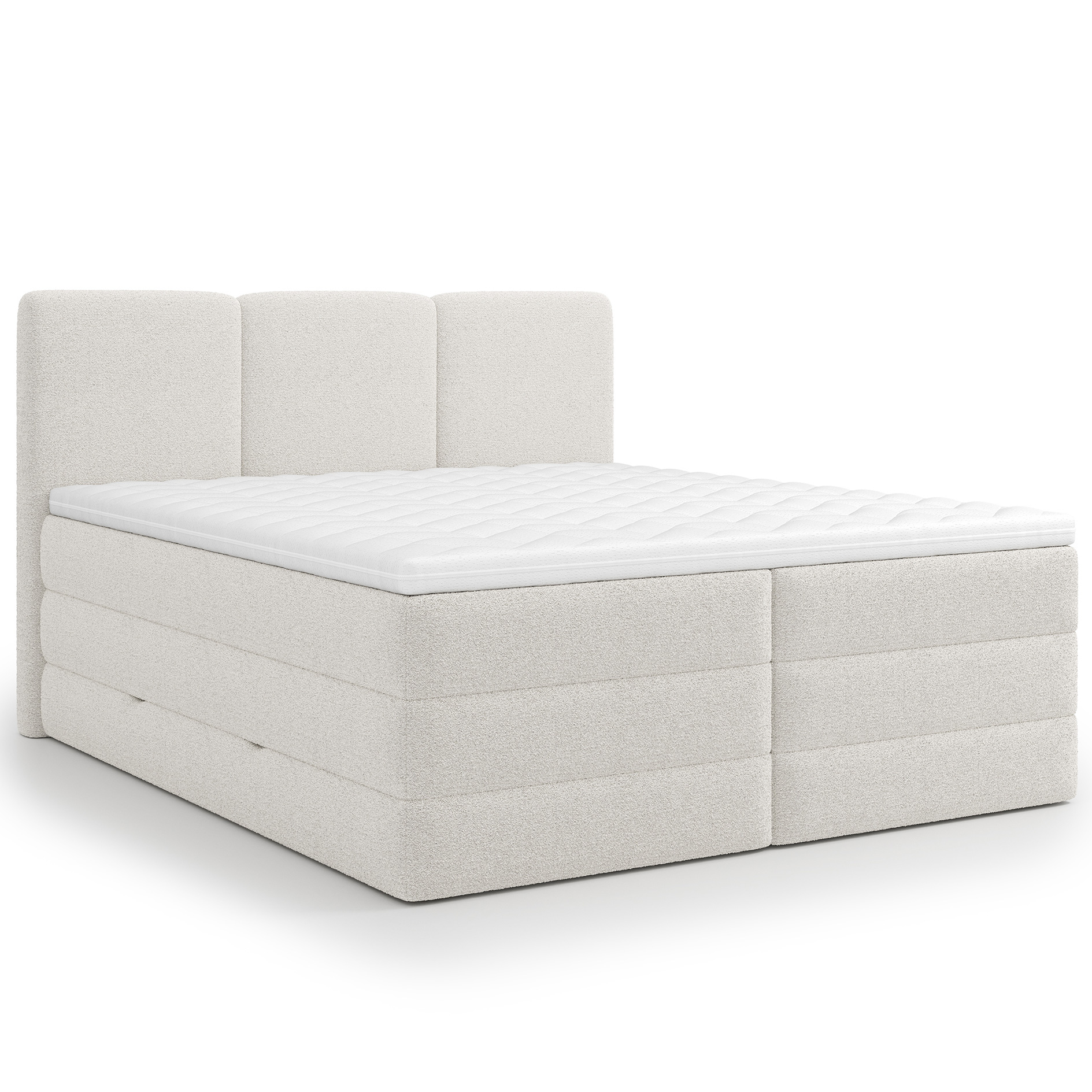 Boxspringbett - weiß - H2/H3 - inklusive Topper - 180x200 cm