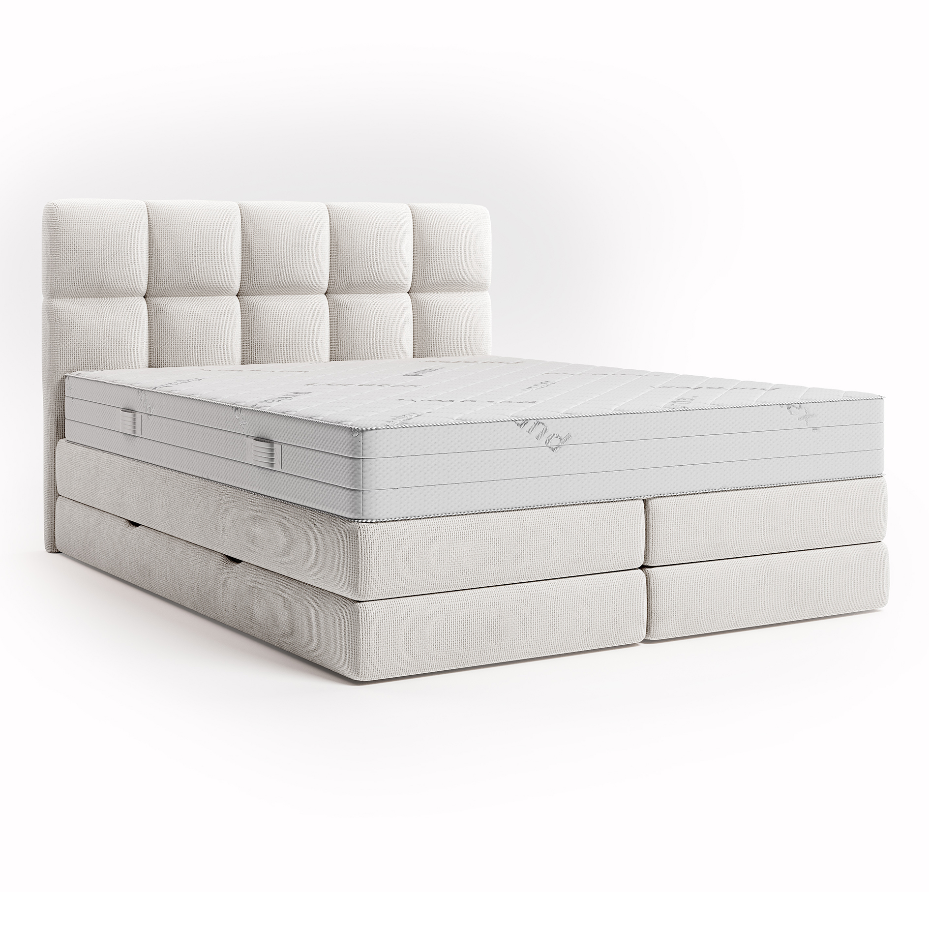 Boxspringbett - weiß - H3 - mit Bettkasten - 160x200 cm