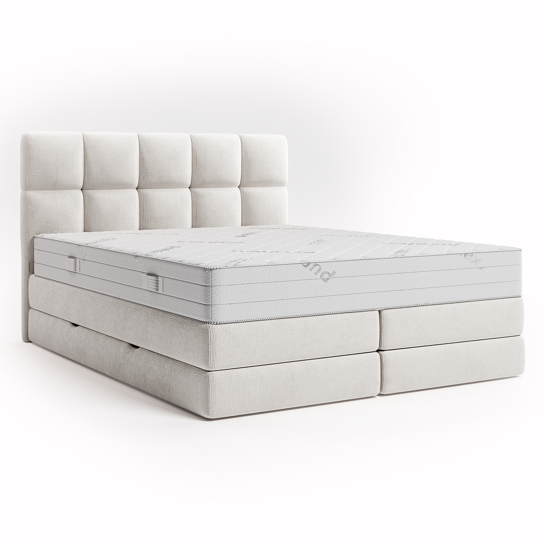 Boxspringbett - weiß - H3 - mit Bettkasten - 180x200 cm