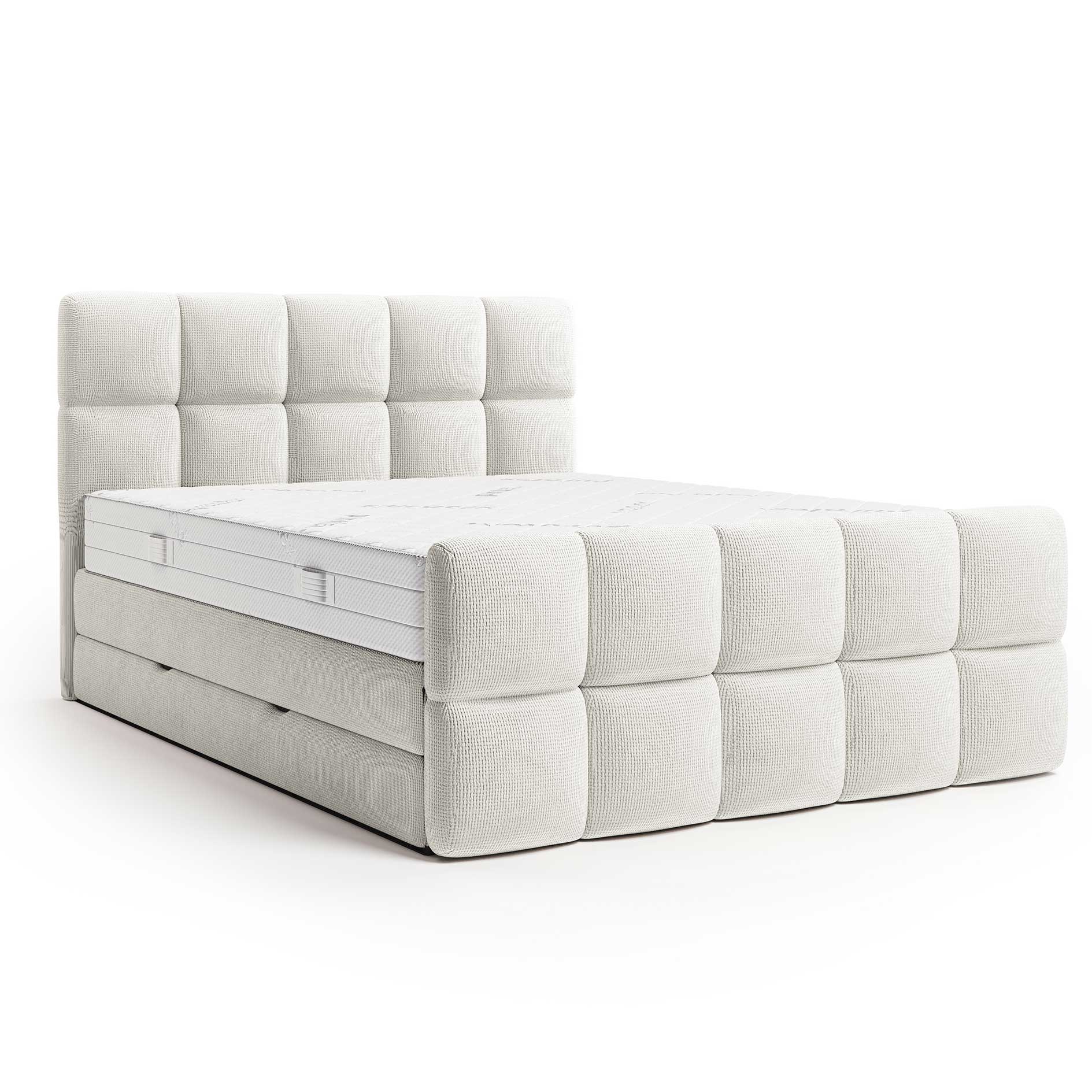 Boxspringbett - weiß - H3 - Staukasten - 160x200 cm