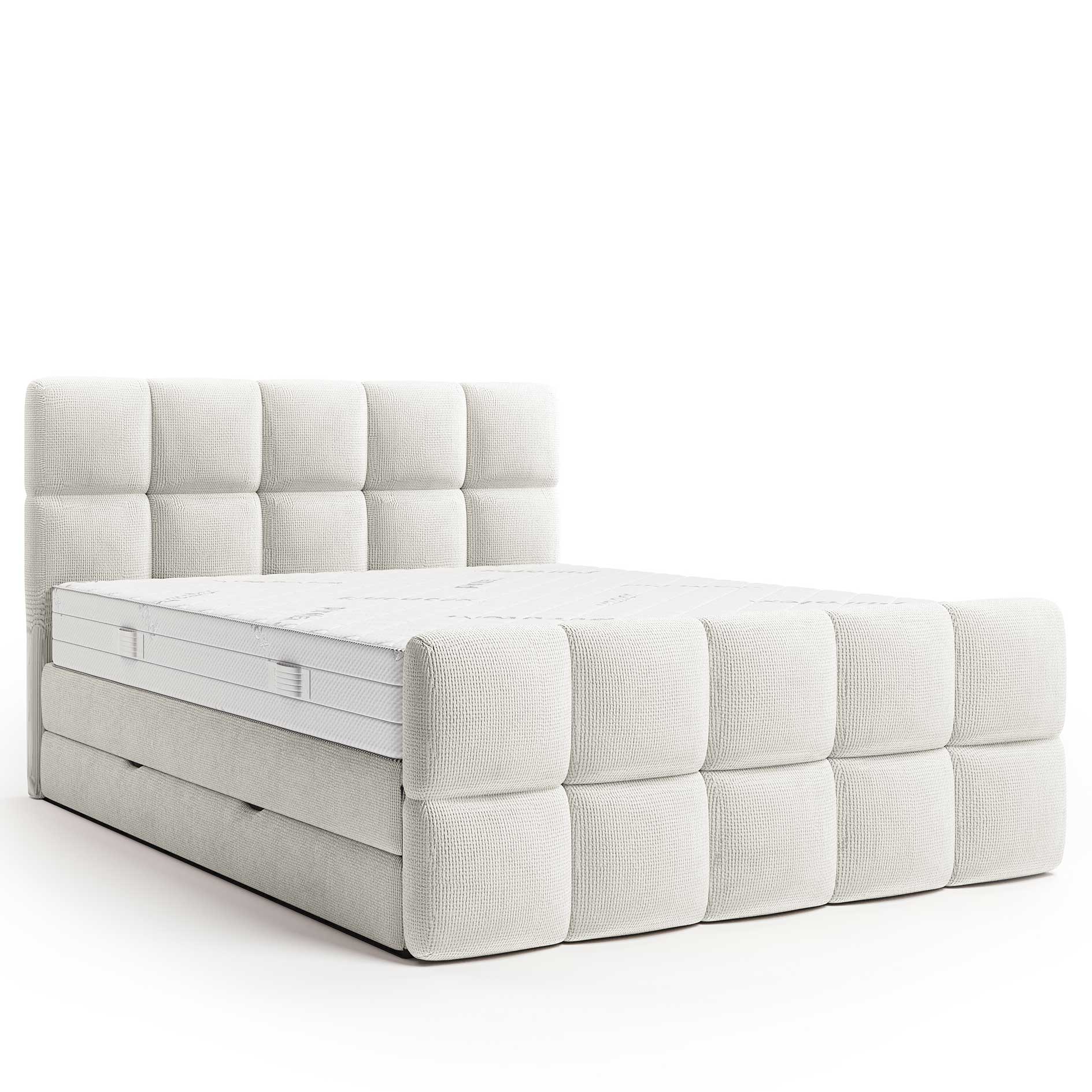 Boxspringbett- weiß - H3 - Staukasten - 180x200 cm