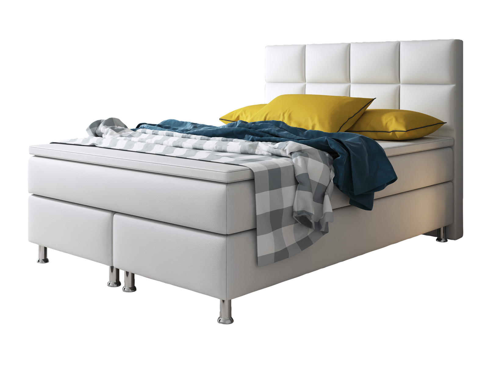 Boxspringbett - weiß - Kunstleder - mit Topper - H3 - 140x200 cm