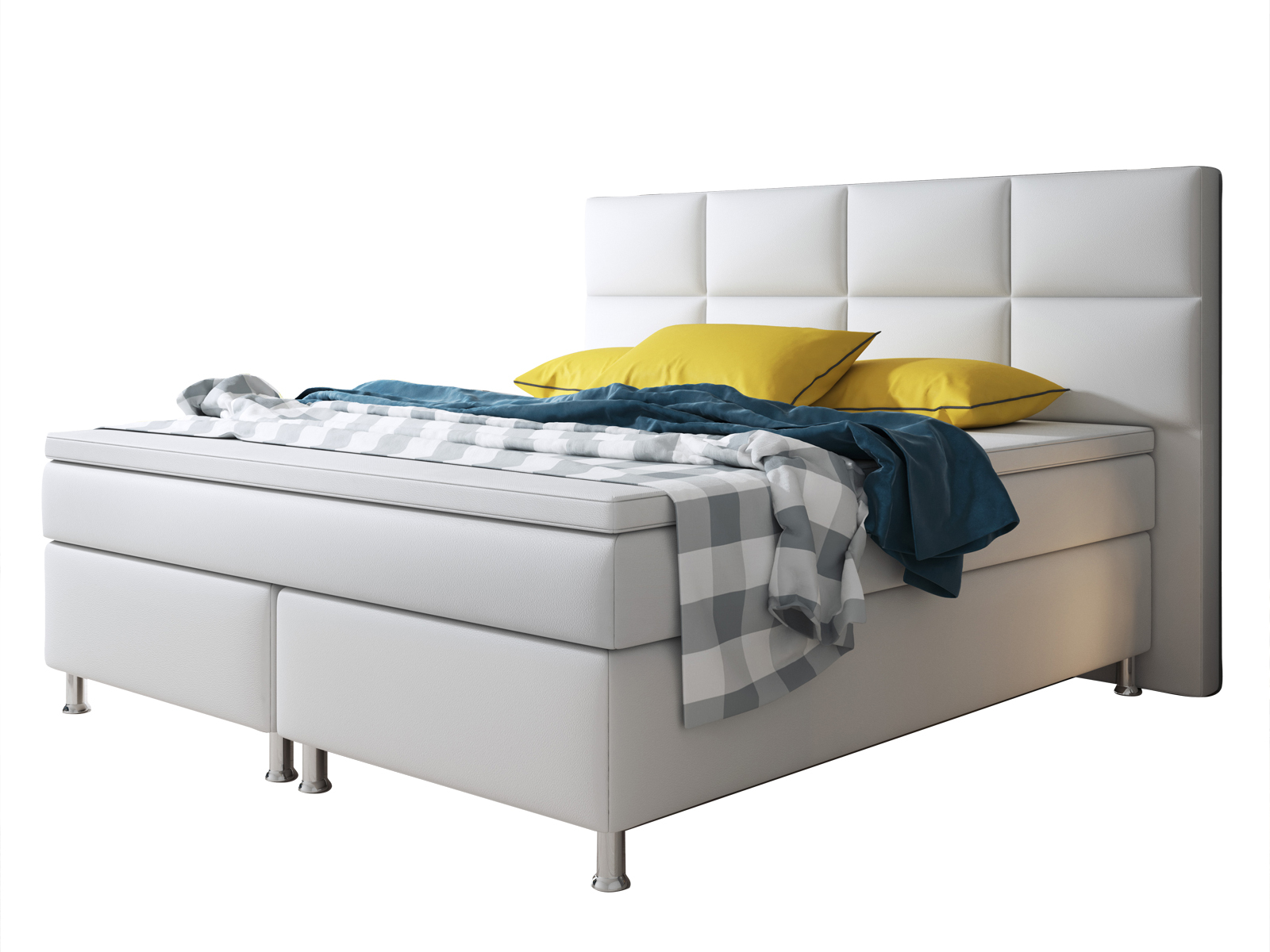 Boxspringbett - weiß - Kunstleder - mit Topper - H3 - 180x200 cm