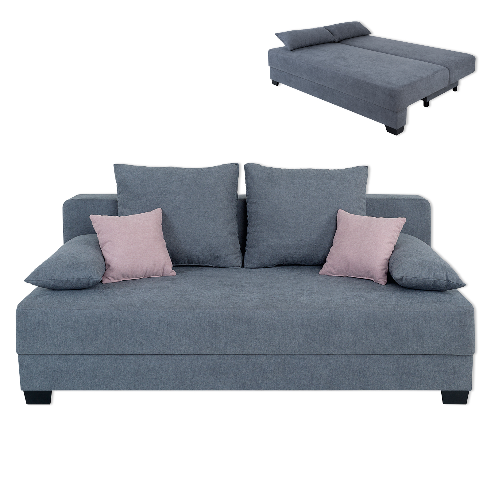 Boxspringsofa - grau - mit Staukasten - Dauerschläfer