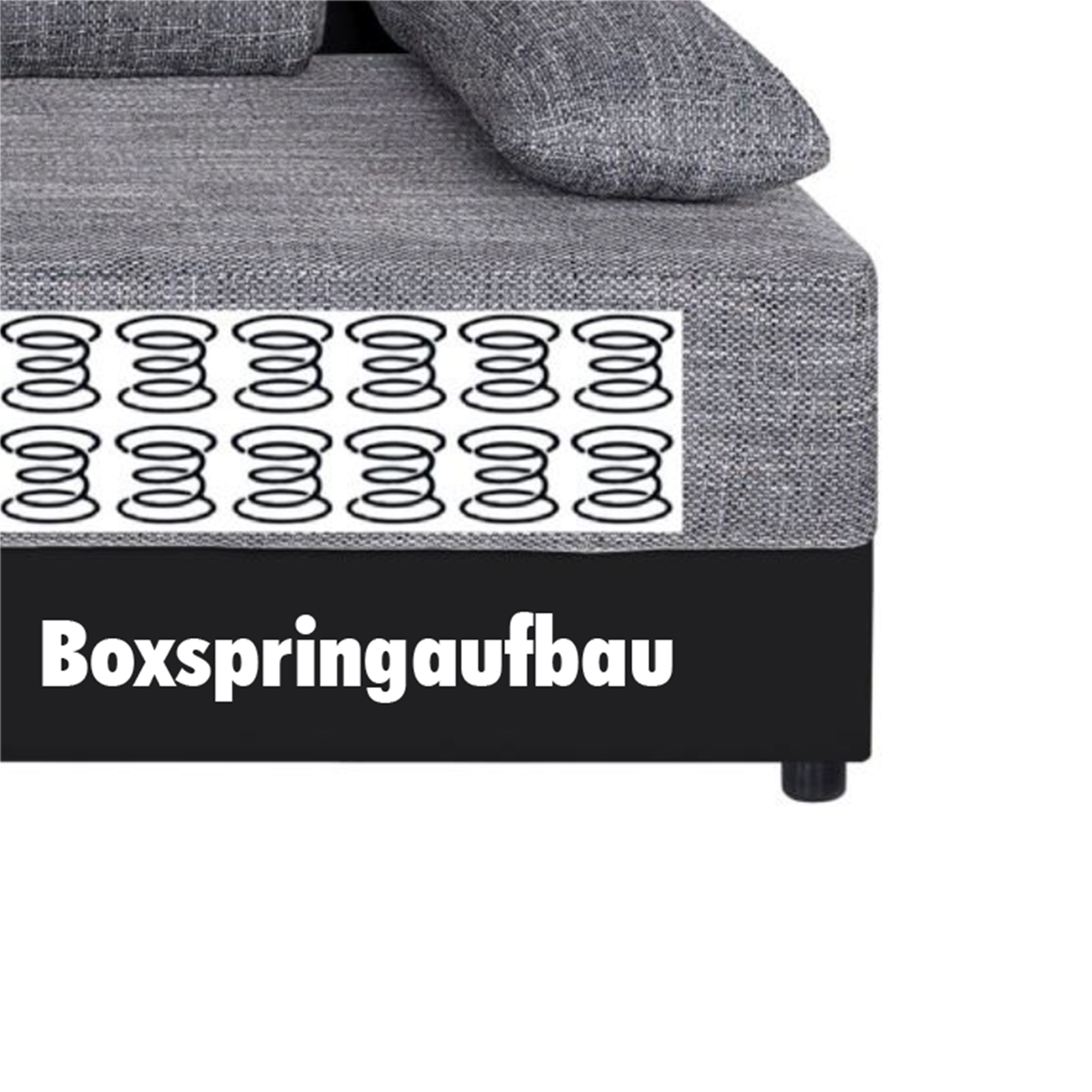 Boxspringsofa - grau-schwarz - Dauerschläfer