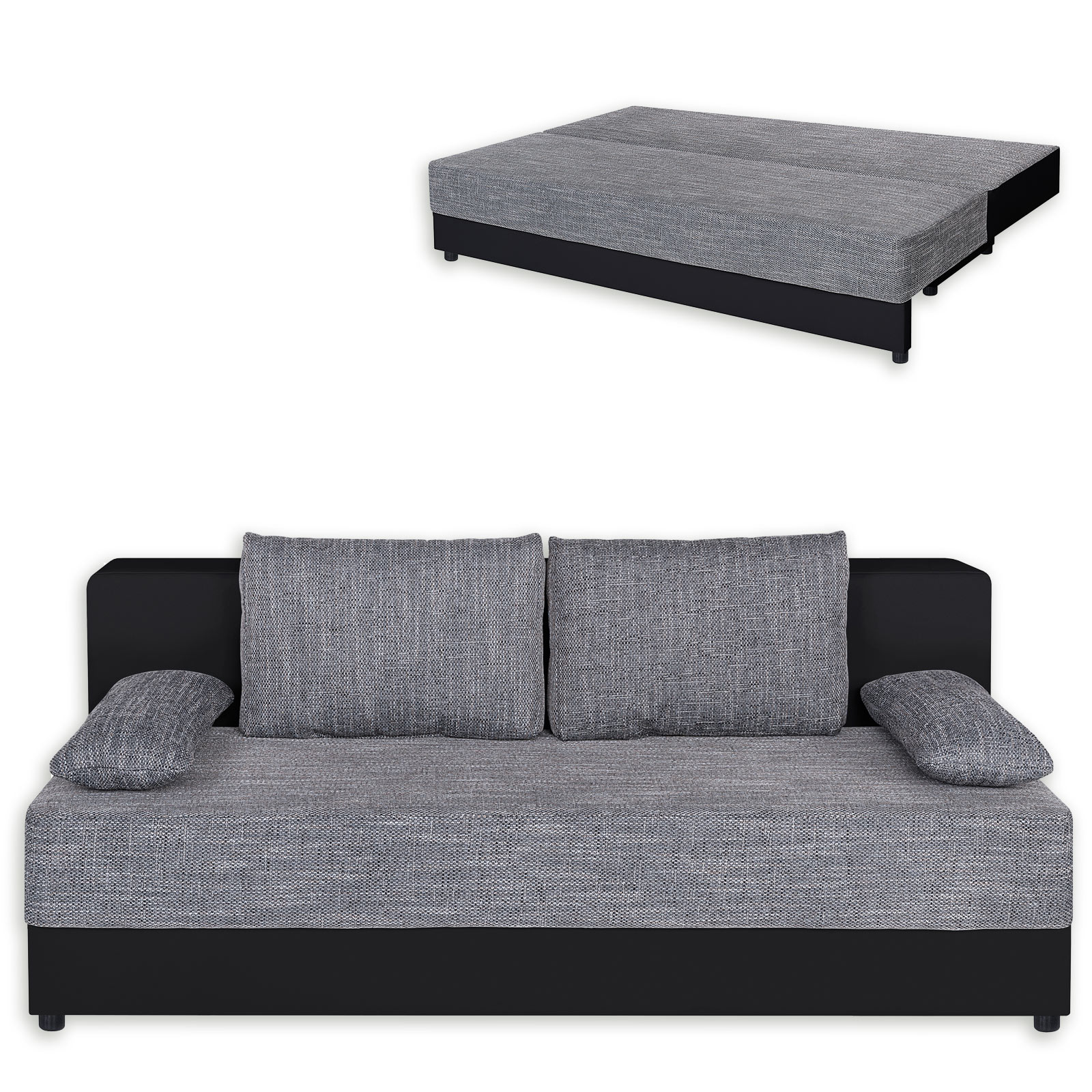 Boxspringsofa - grau-schwarz - Dauerschläfer