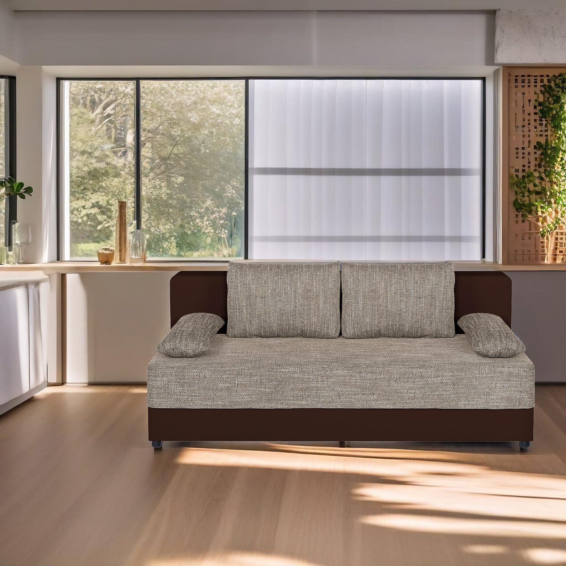Boxspringsofa - mocca-cappuccino - Dauerschläfer