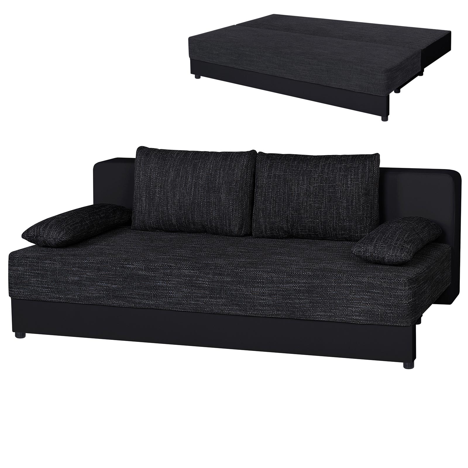 Boxspringsofa - schwarz - Dauerschläfer