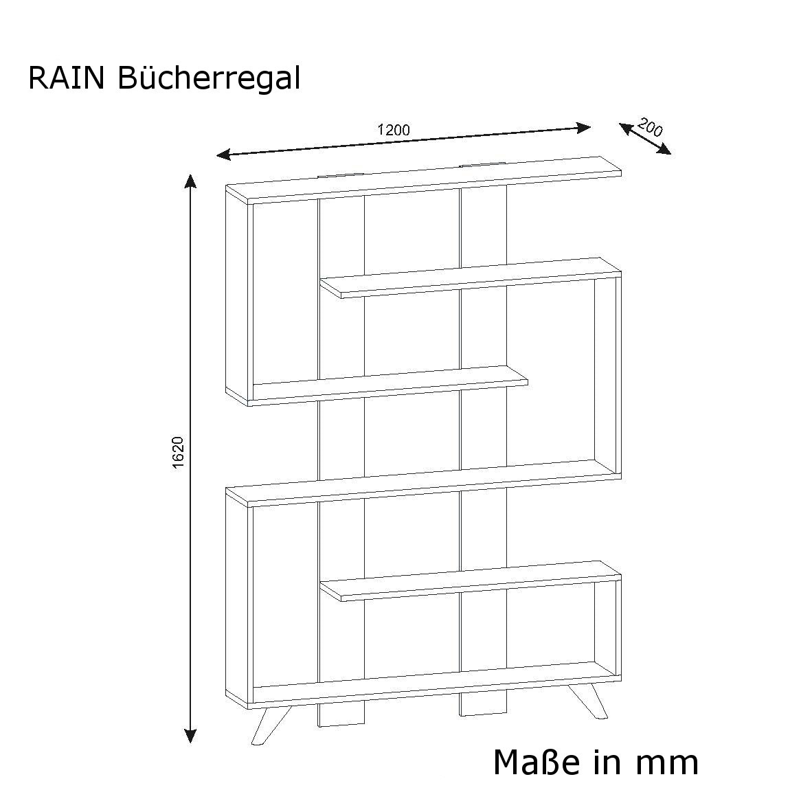 Bücherregal  - weiß - 5 Regalfächer - 120 cm breit