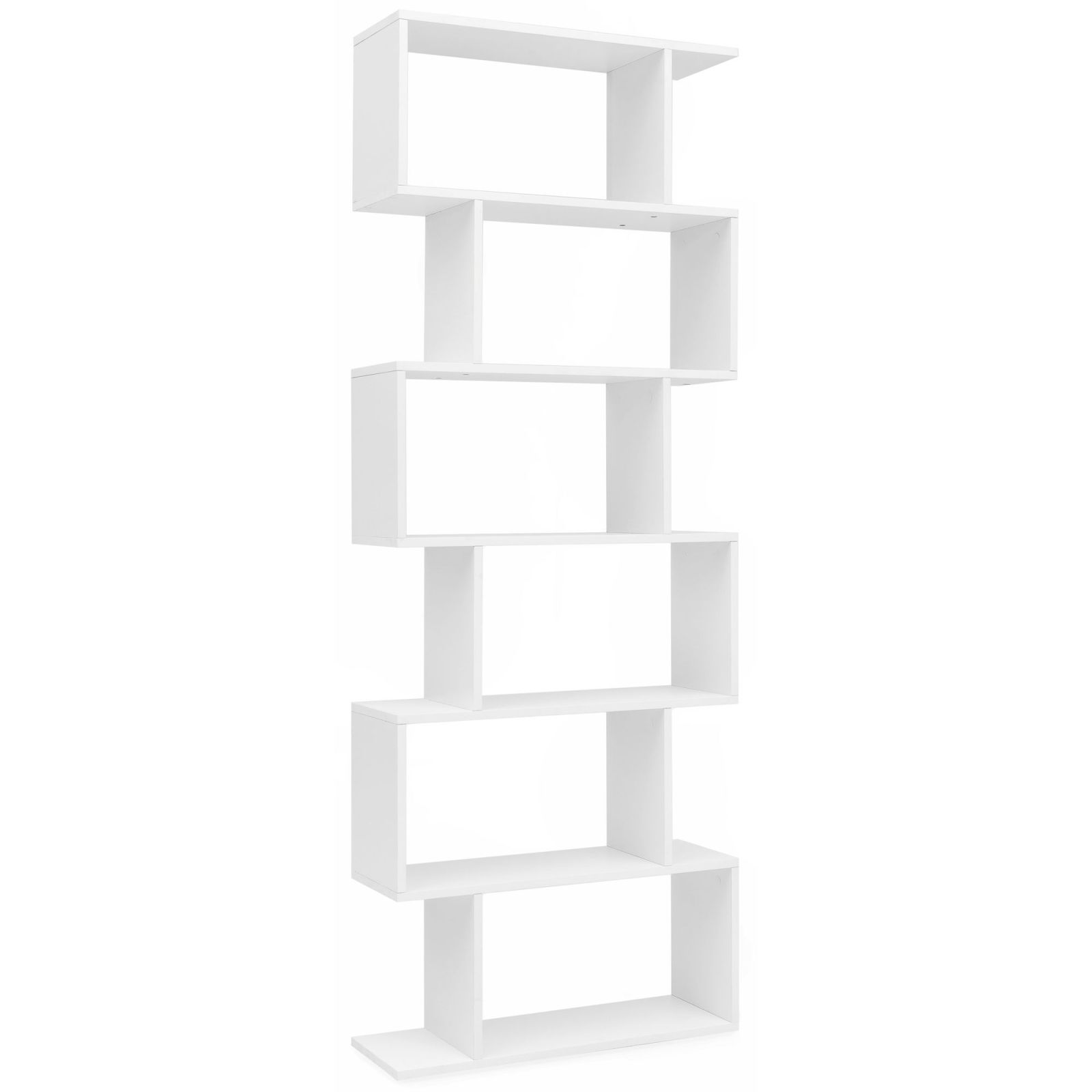 Bücherregal - weiß - ZickZack-Form - 190 cm hoch