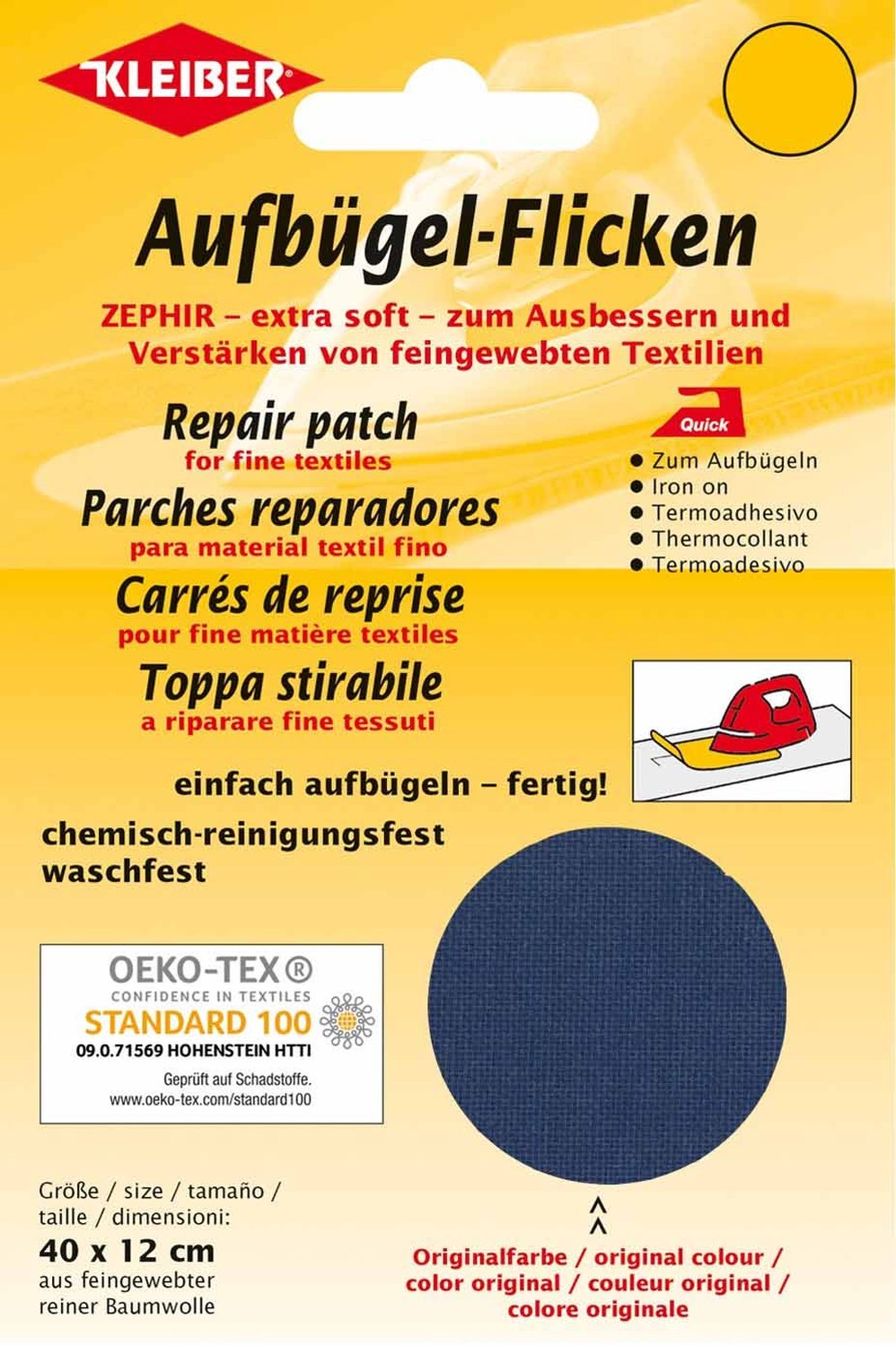 Bügelflicken - dunkelblau - Baumwolle - 40x12 cm
