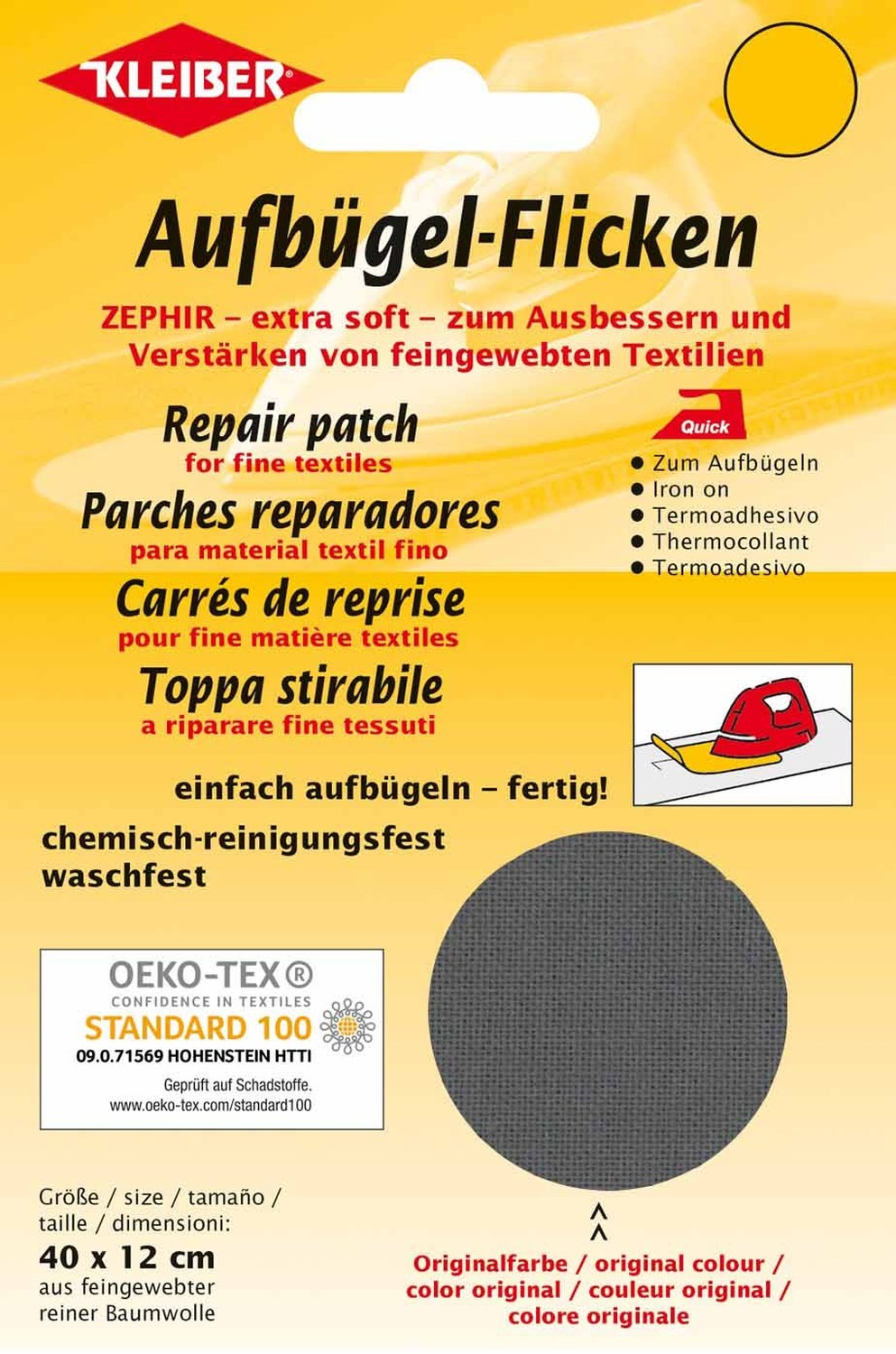 Bügelflicken - dunkelgrau - Baumwolle - 40x12 cm