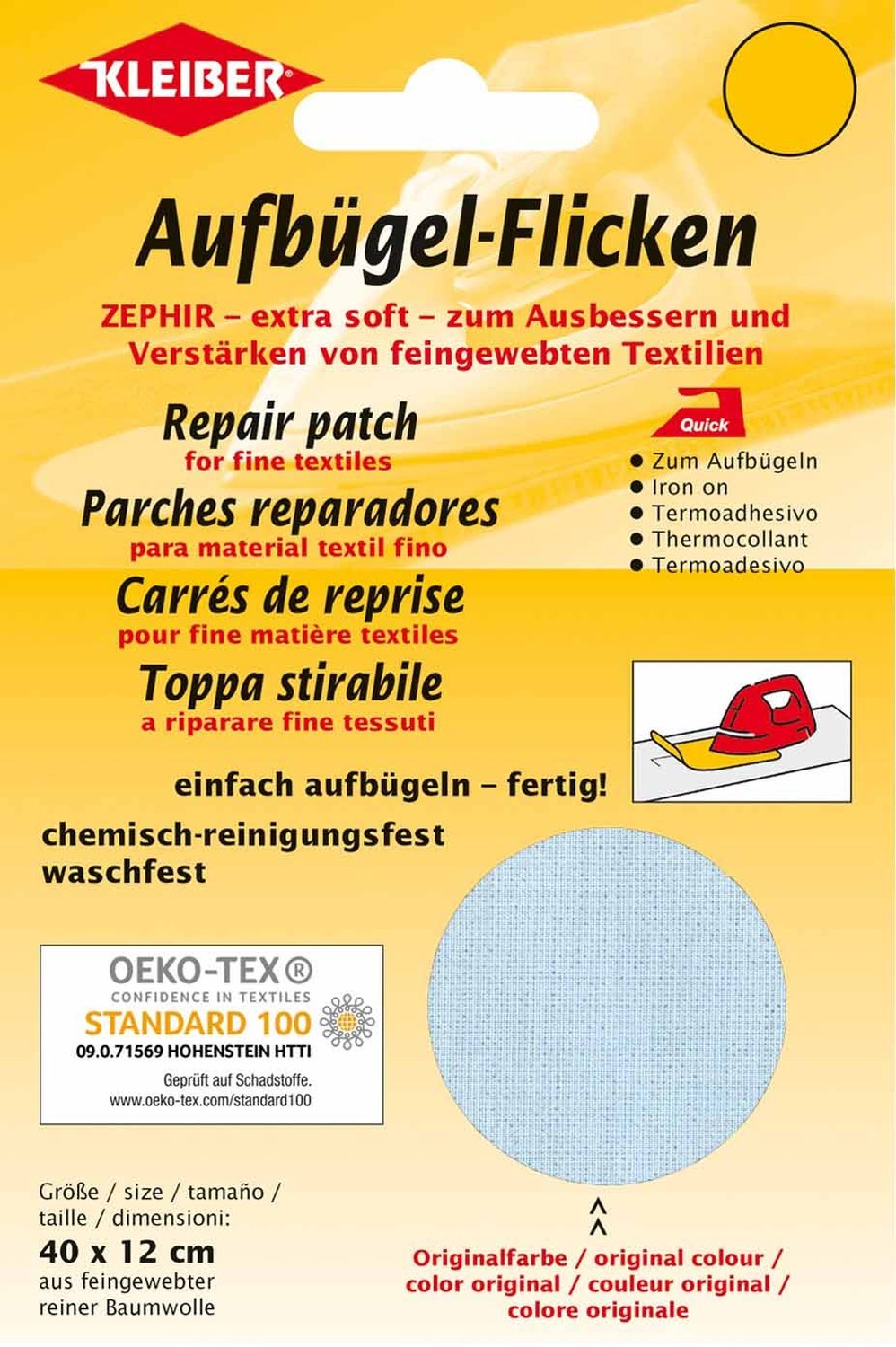 Bügelflicken - hellblau - Baumwolle - 40x12 cm