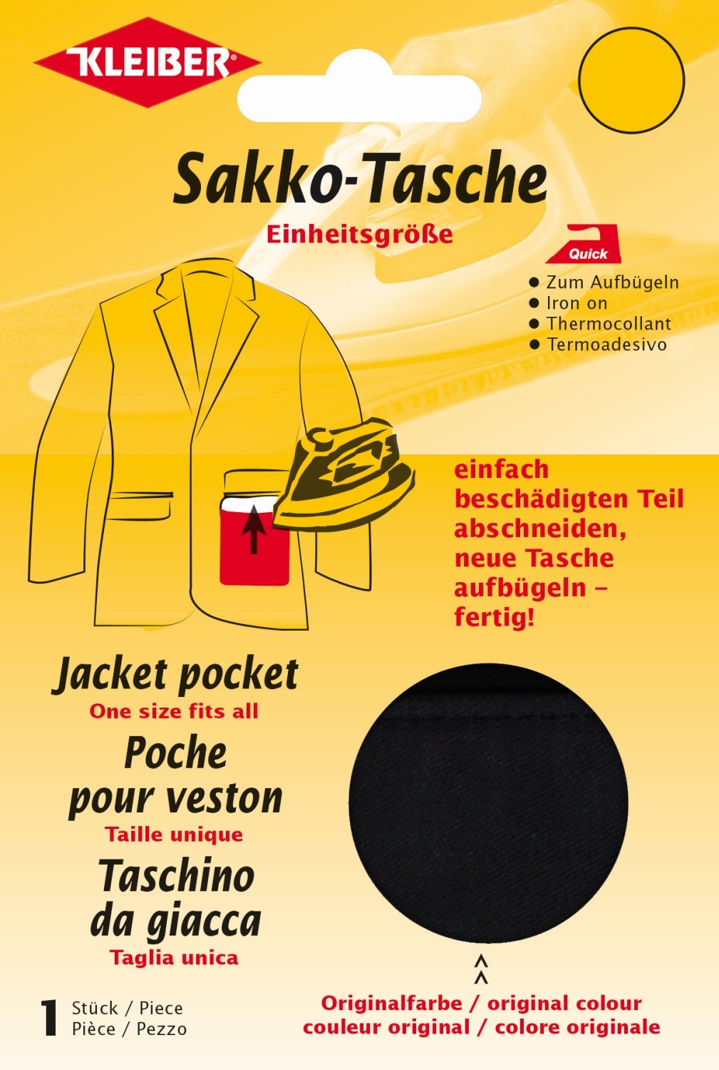 Bügeltasche für Sakko - schwarz - 17x10,5 cm