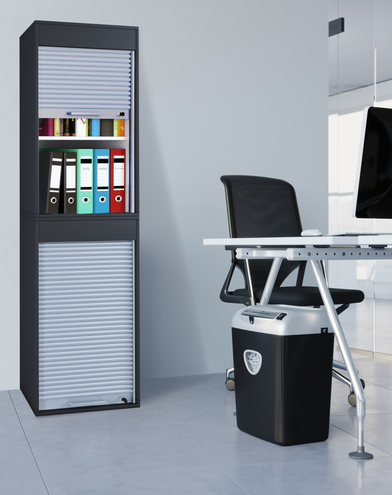 Büroschrank AKTOS XL - schwarz - abschließbar