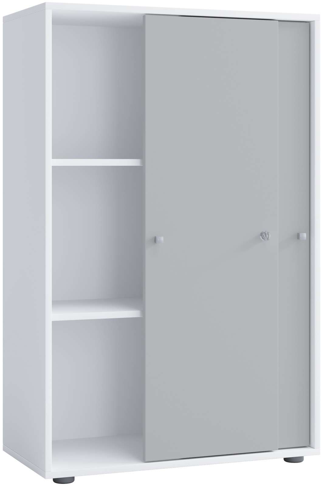 Büroschrank LONA XL - grau - weiß - mit Schiebetüren - 110 cm hoch