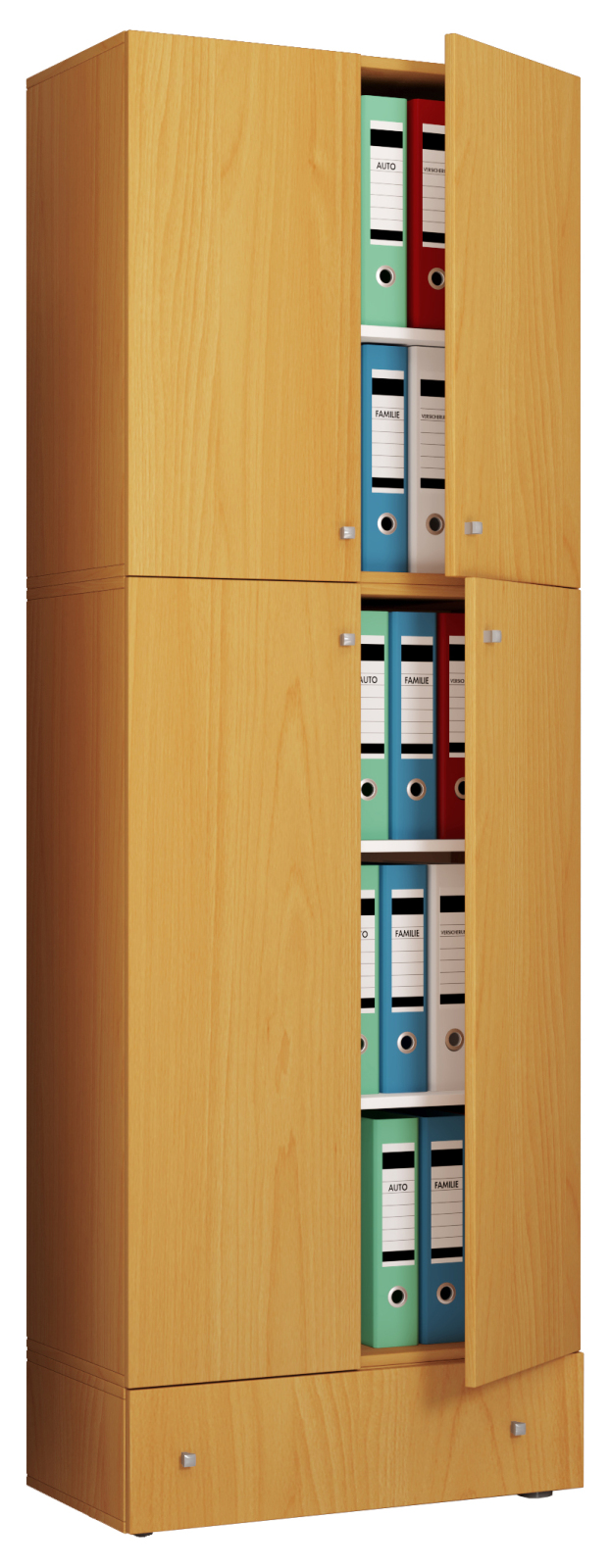 Büroschrank LONA XXL - Buche - mit Drehtüren und Schublade - 200 cm hoch