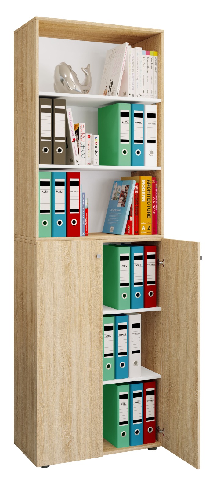 Büroschrank LONA XXL - Sonoma Eiche - mit Regal - 2 Drehtüren