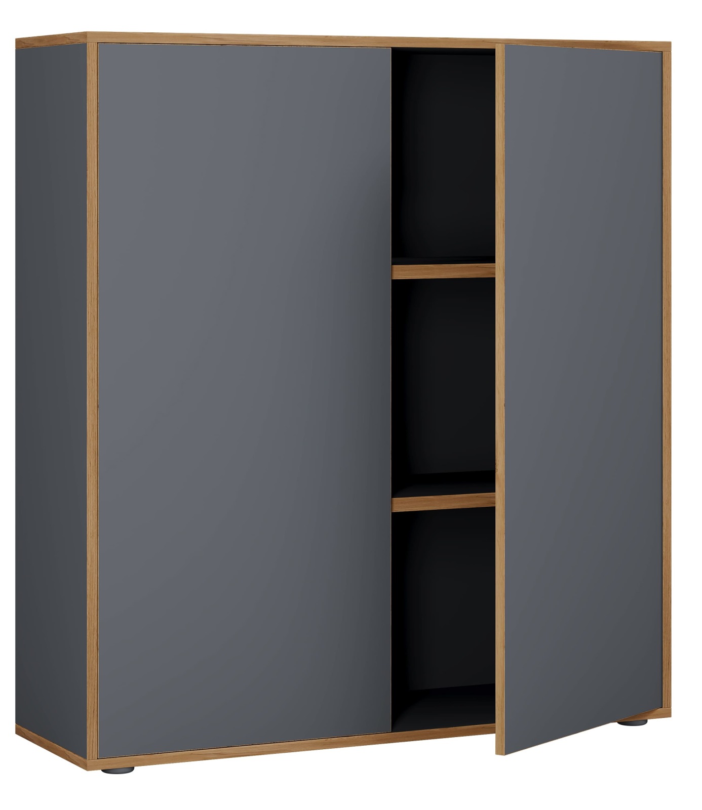 Büroschrank SALIA - anthrazit - Honig Eiche - 110x100 cm