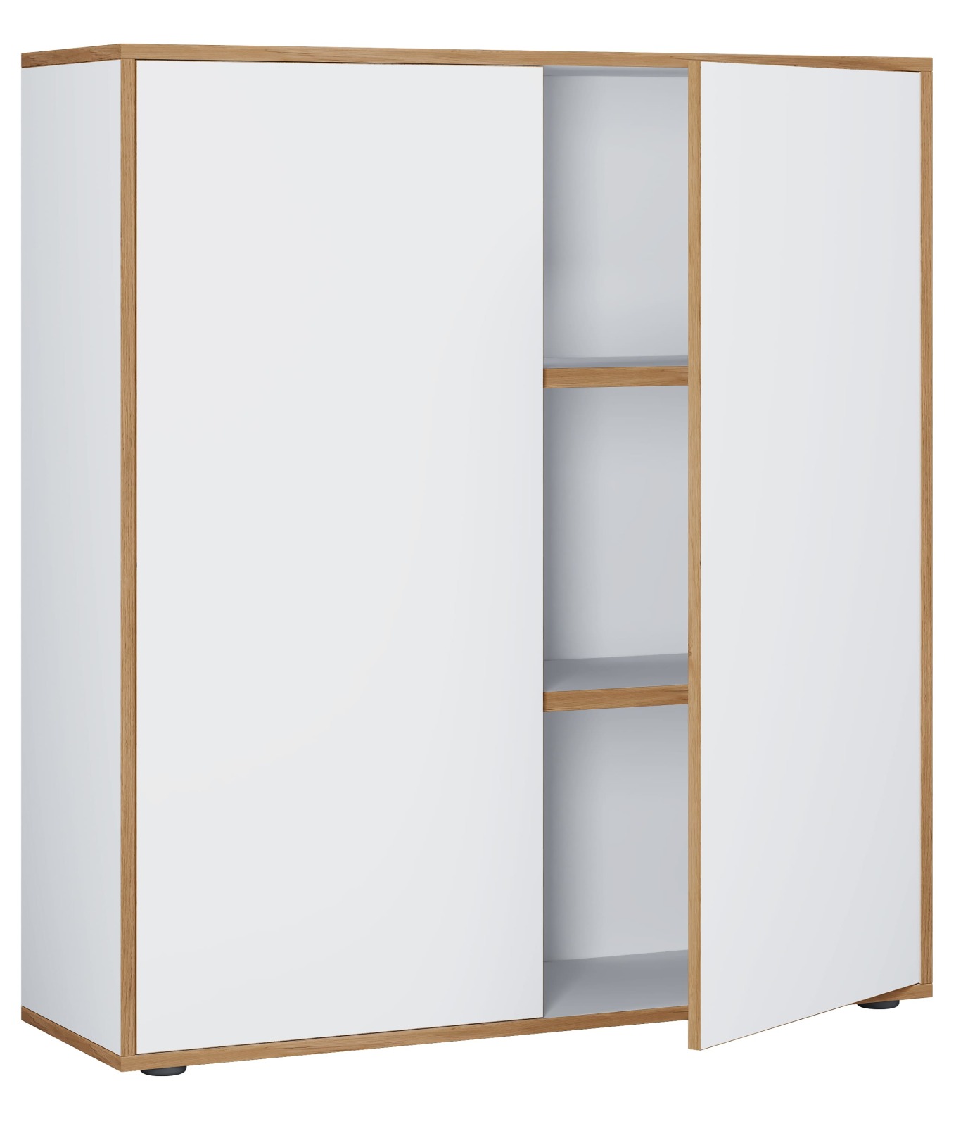 Büroschrank SALIA - weiß - Honig Eiche - 100x110 cm
