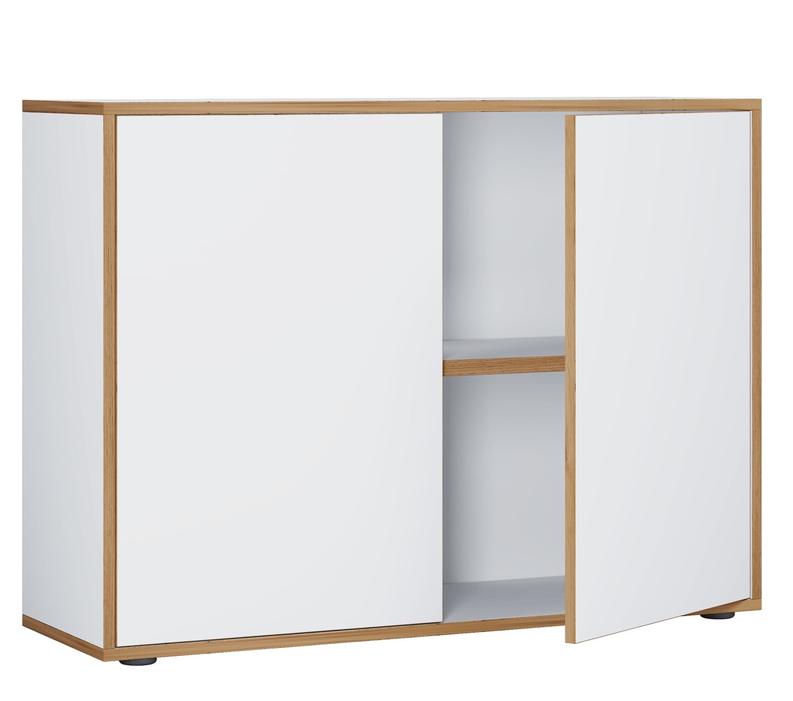 Büroschrank SALIA - weiß - Honig Eiche - 100x74 cm