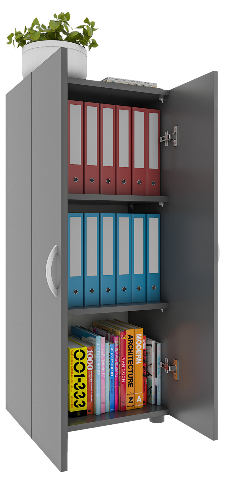 Büroschrank ULAS - anthrazit - 3 Fächer - 49 cm