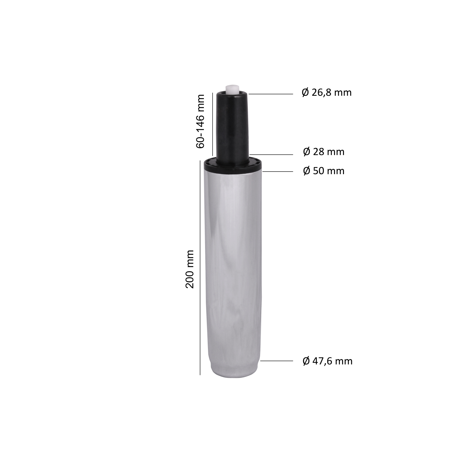 Bürostuhl GASLIFT - chrom - 50x200 mm