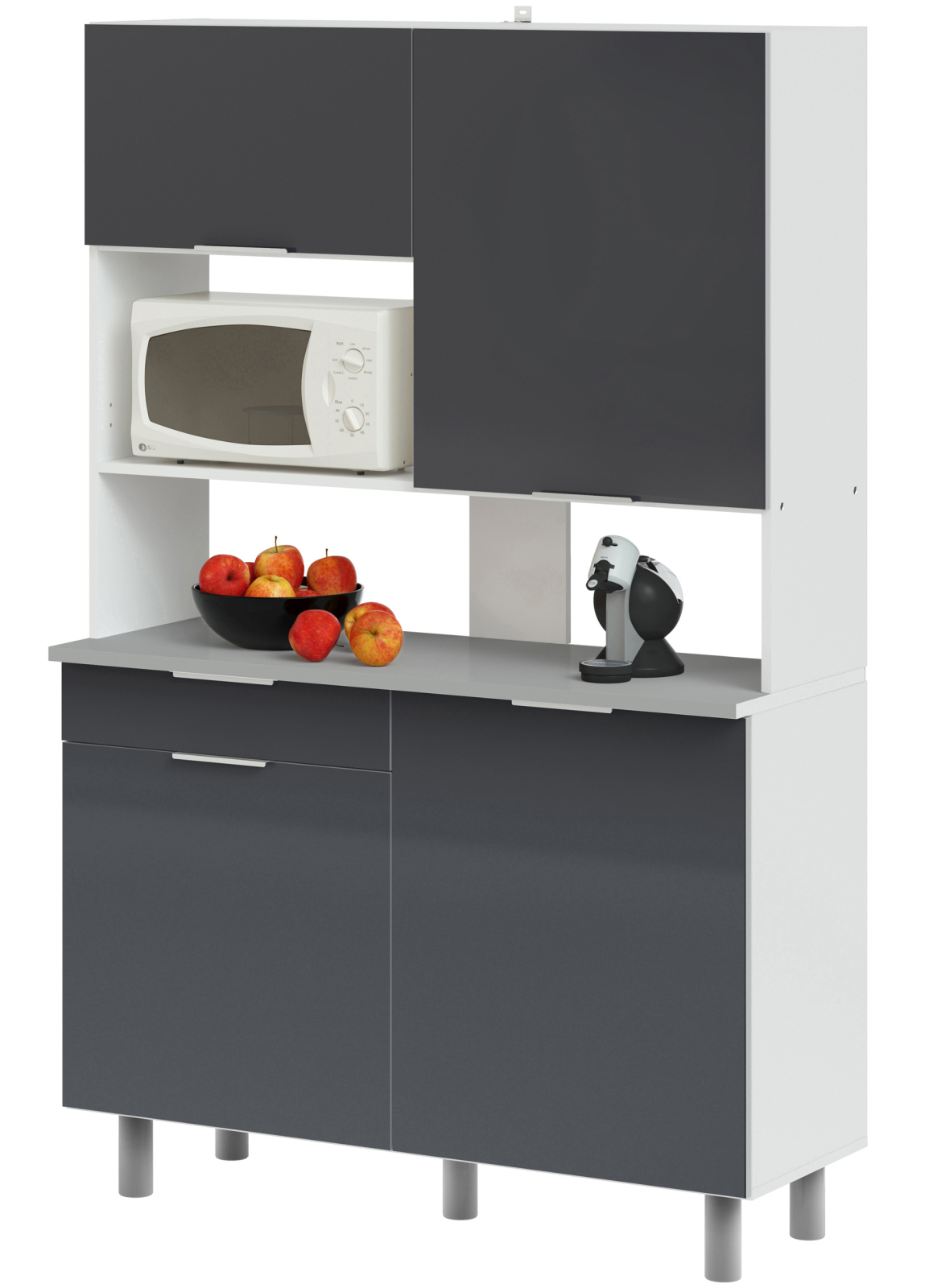 Buffet URBAN - grau-weiß - Hochglanz - 185 cm hoch